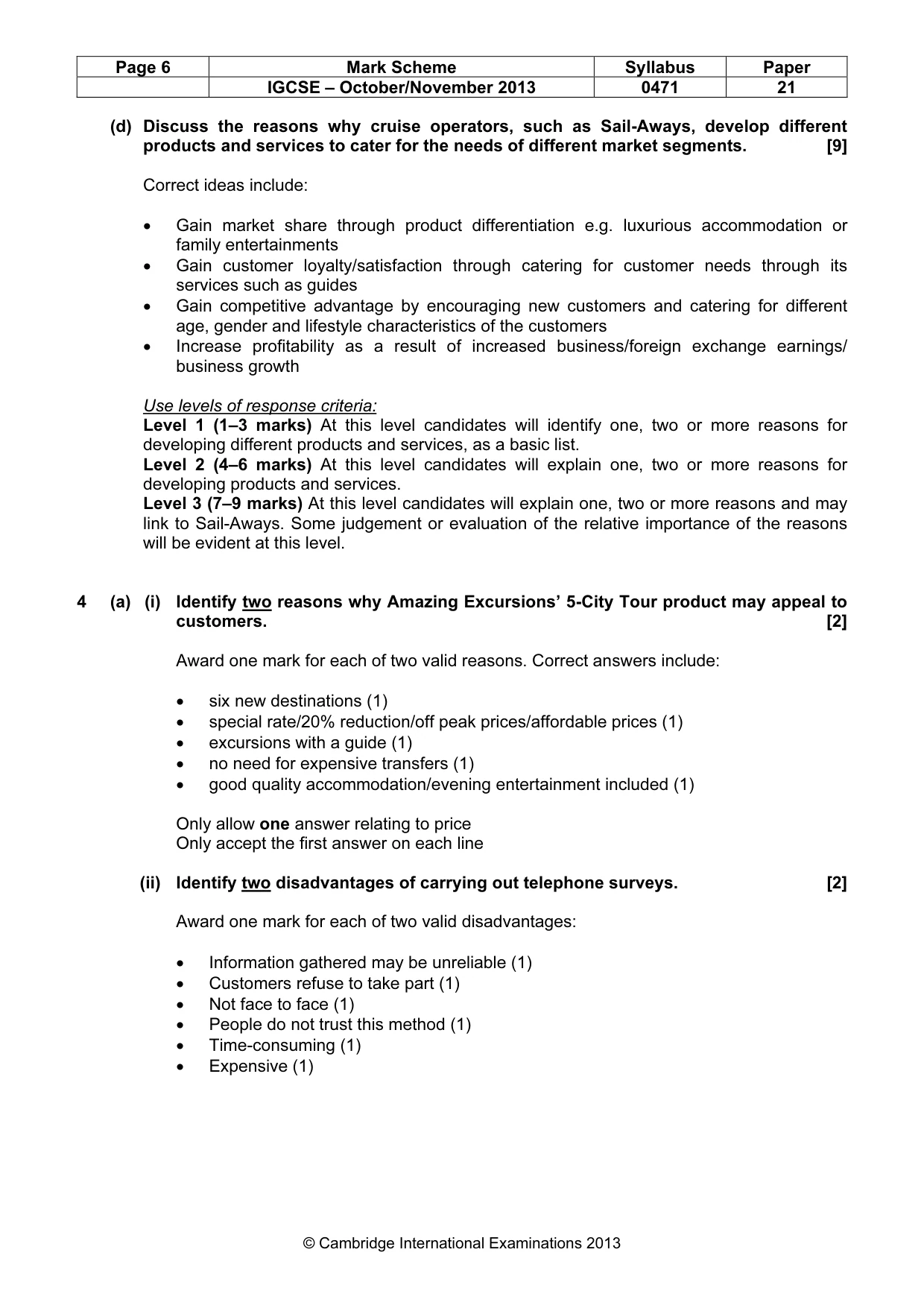 Mark scheme, page 6 of 8