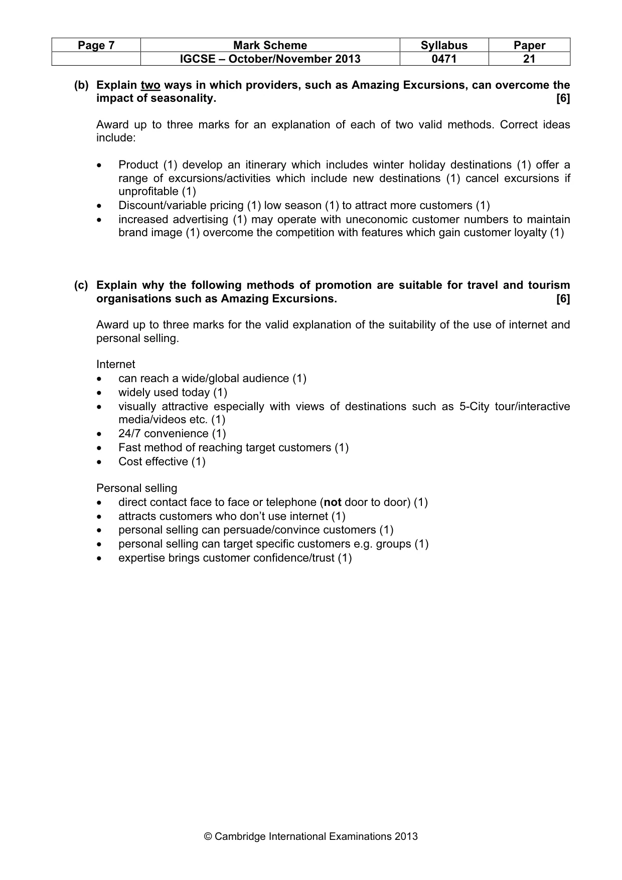 Mark scheme, page 7 of 8