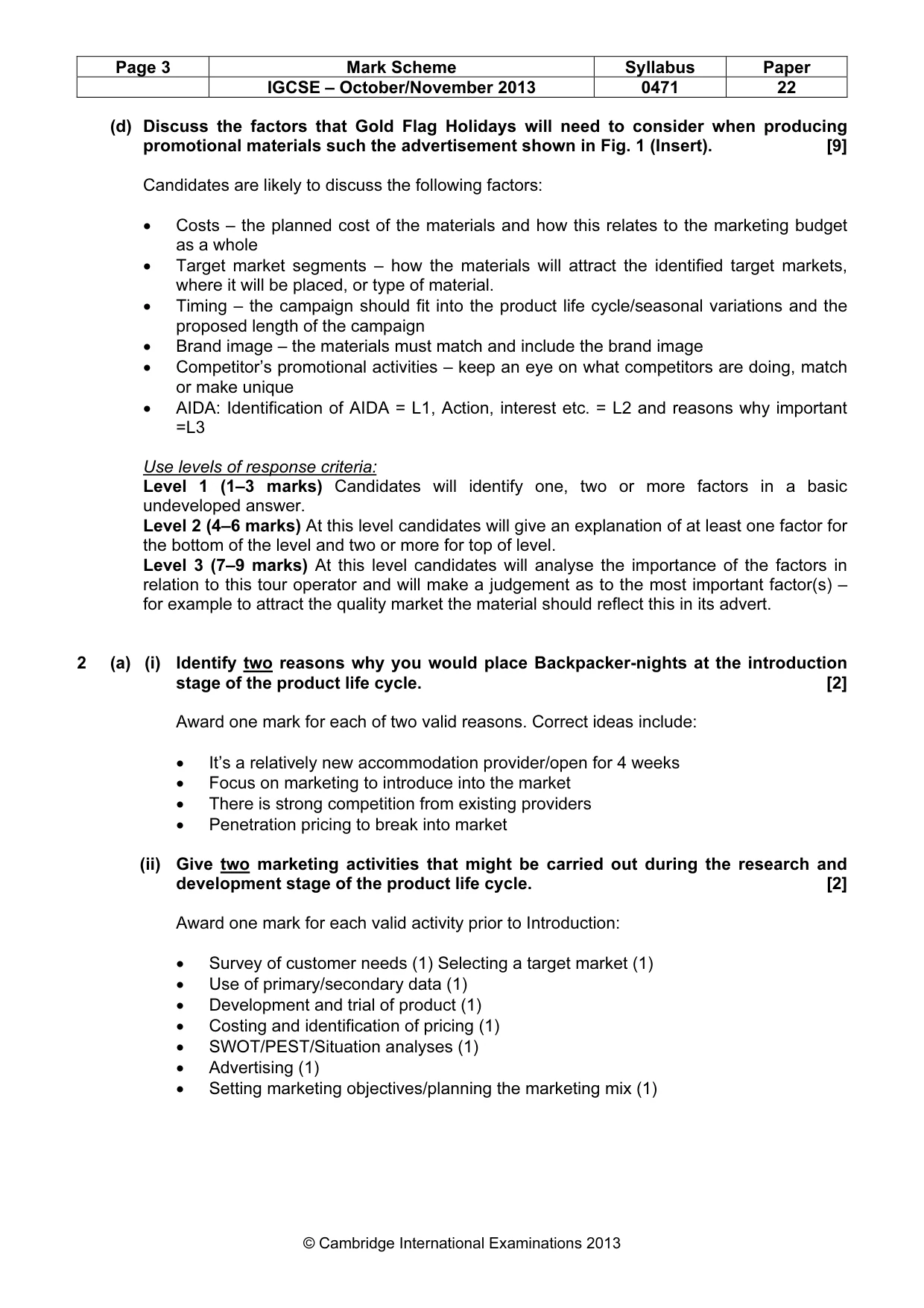 Mark scheme, page 3 of 8