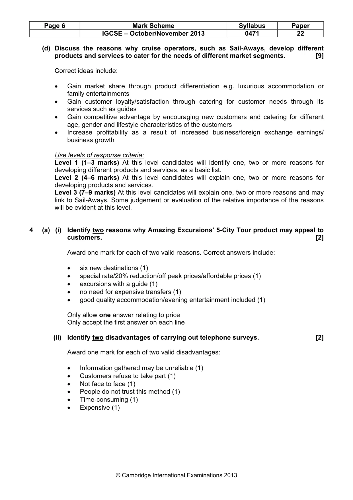 Mark scheme, page 6 of 8