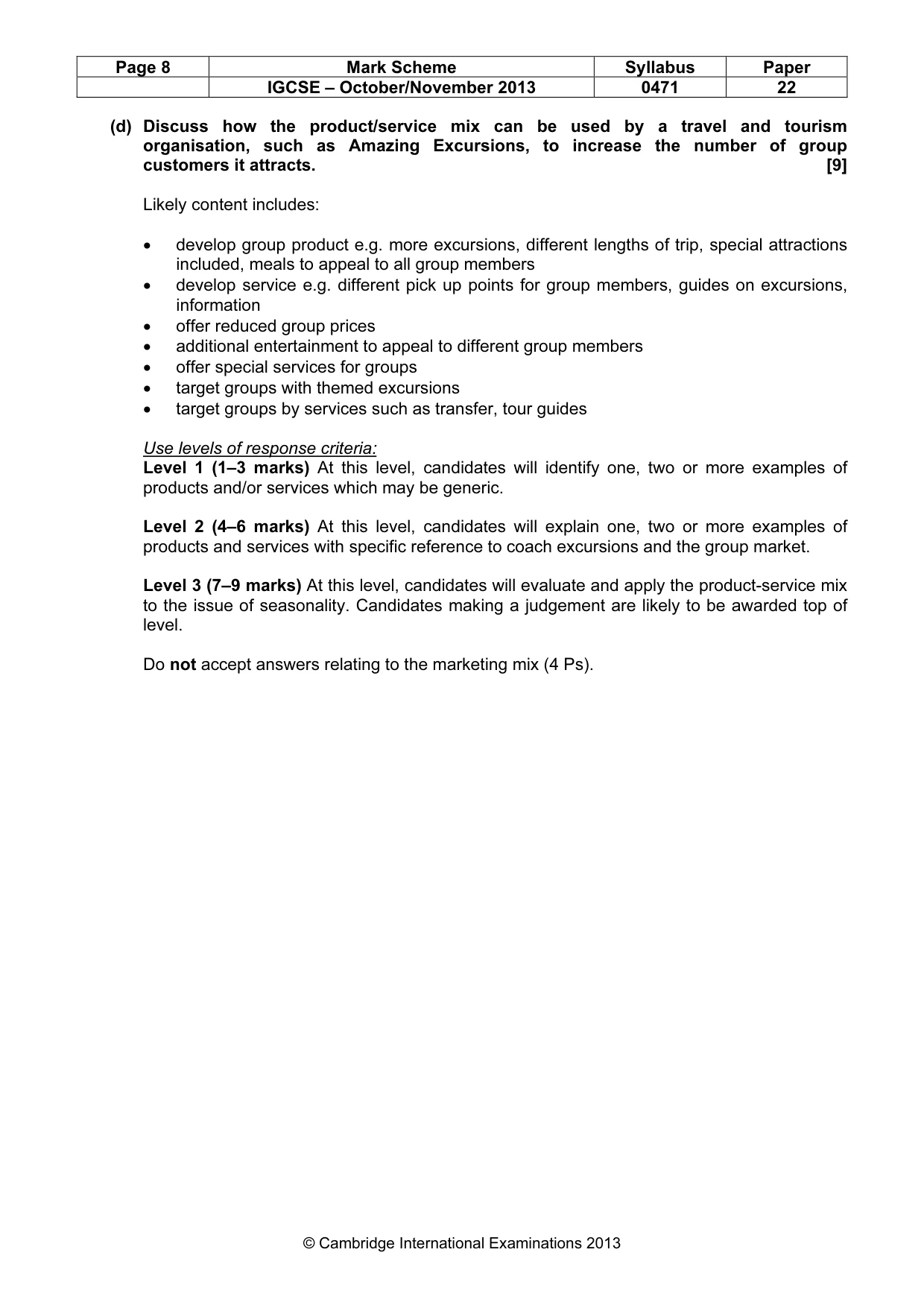 Mark scheme, page 8 of 8