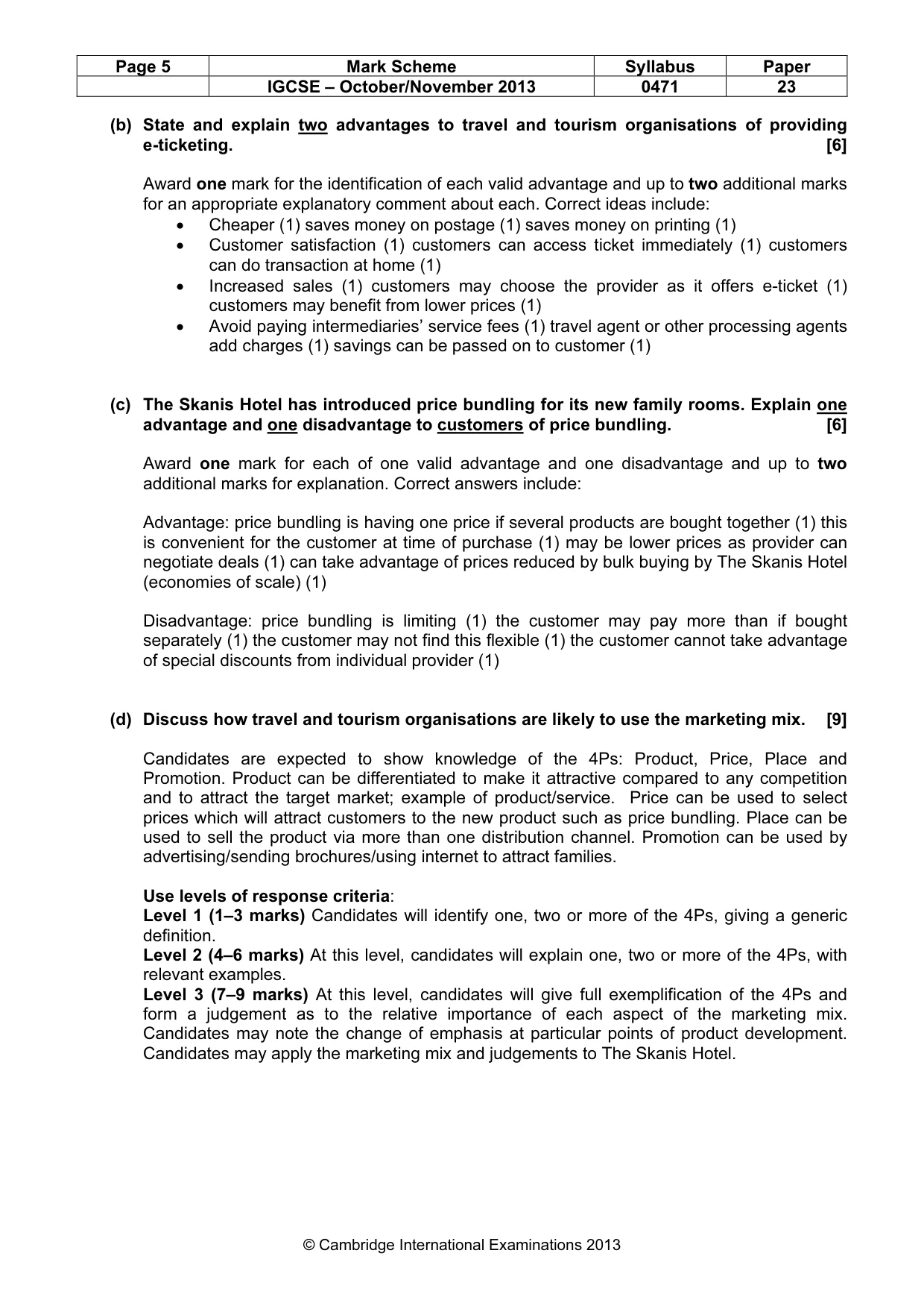 Mark scheme, page 5 of 7
