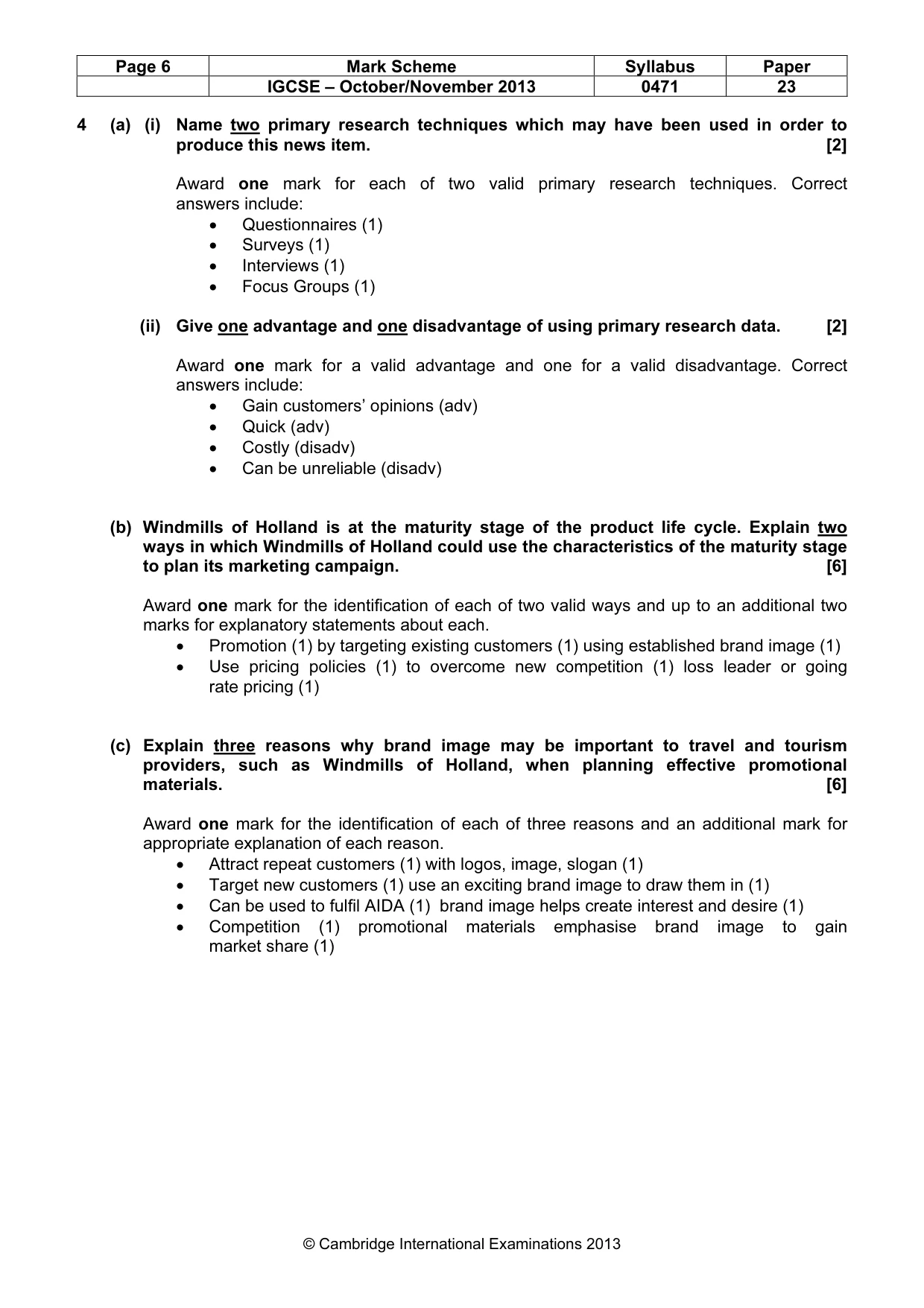 Mark scheme, page 6 of 7