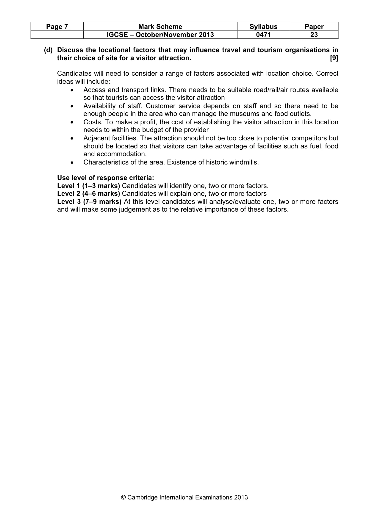 Mark scheme, page 7 of 7