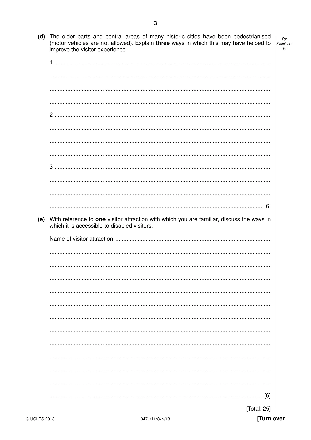 Cambridge IGCSE Travel and Tourism 0471 2013 Oct/Nov Paper 1 · Variant 1 question paper, page 3 of 12
