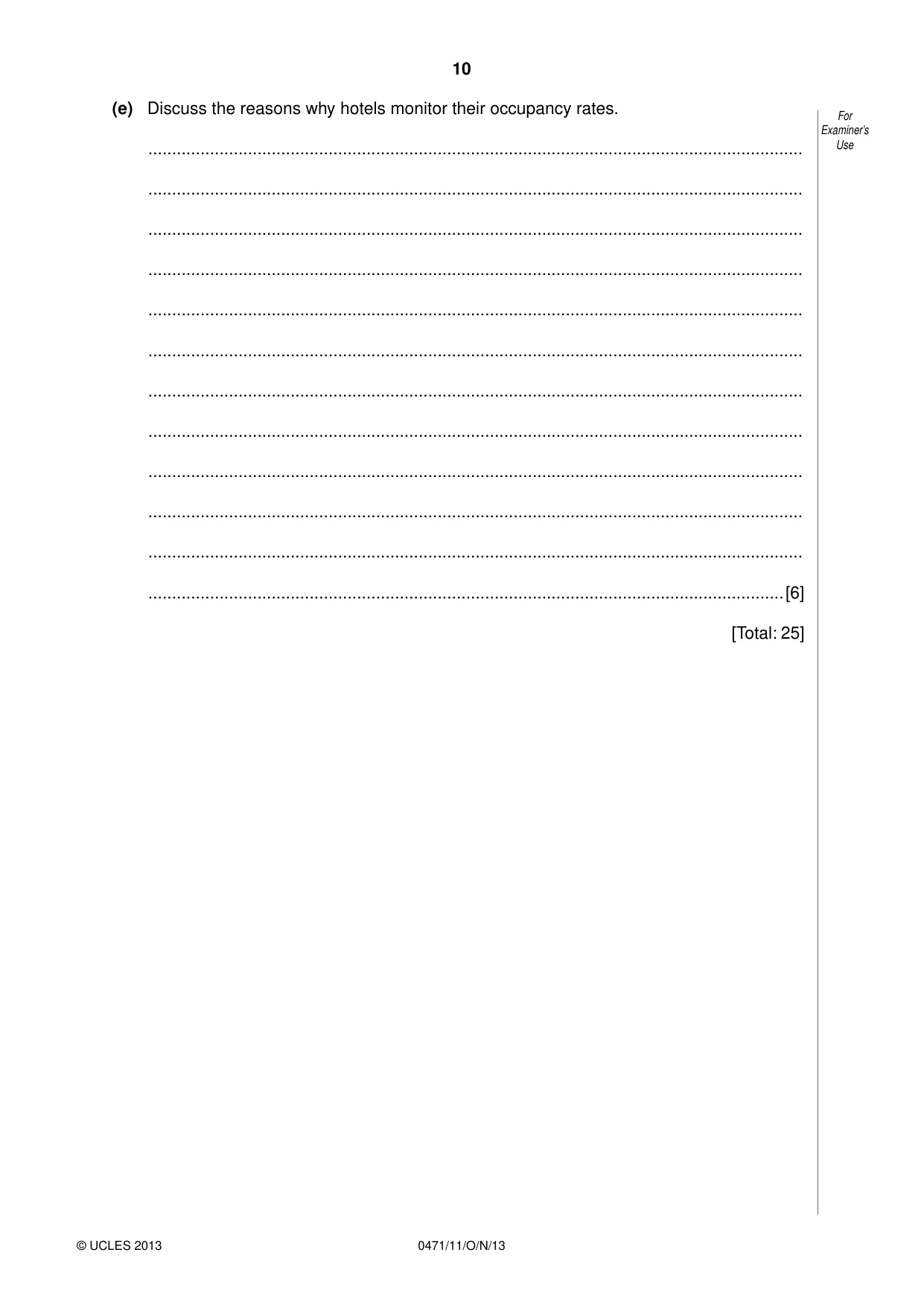 Cambridge IGCSE Travel and Tourism 0471 2013 Oct/Nov Paper 1 · Variant 1 question paper, page 10 of 12
