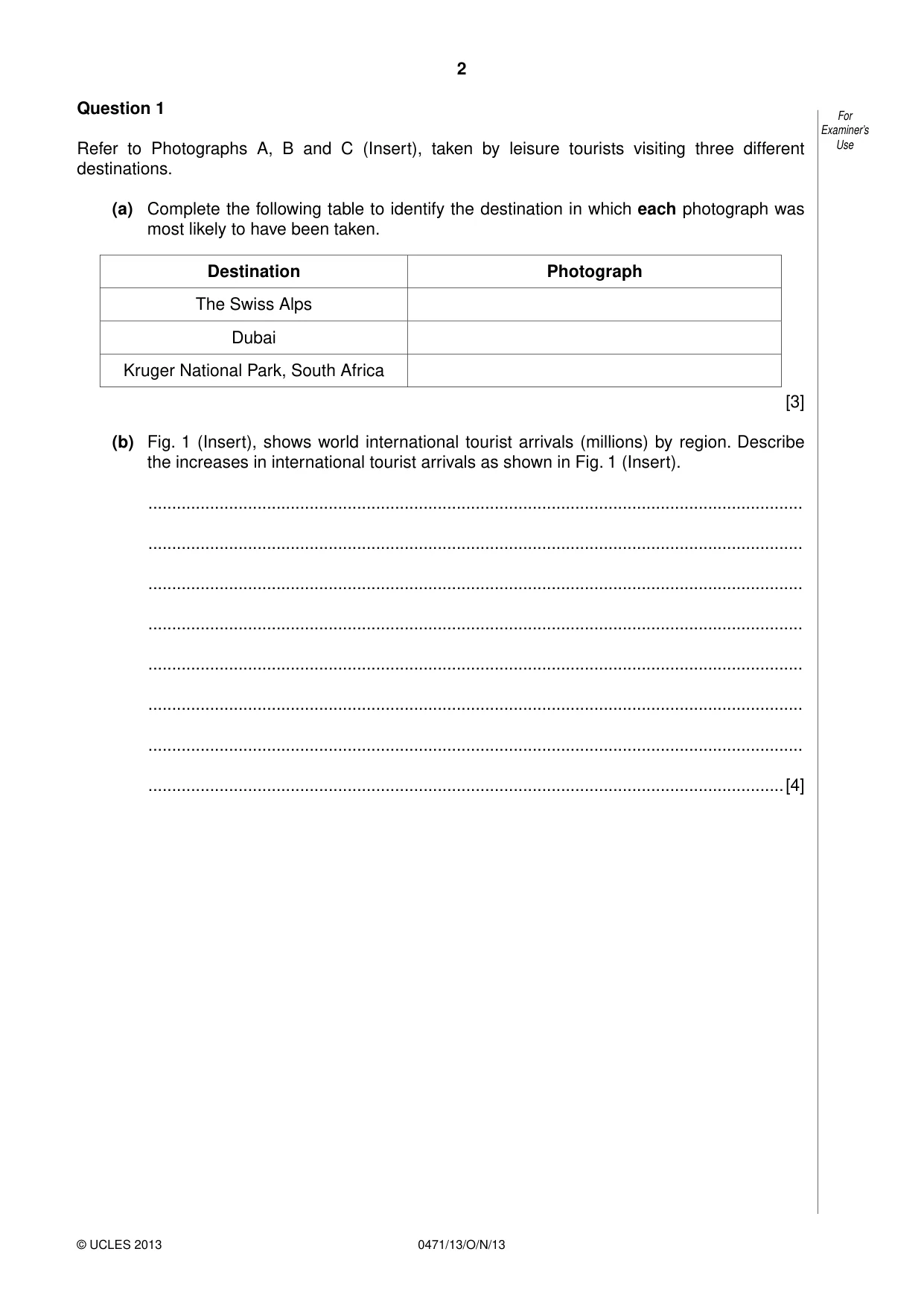 Cambridge IGCSE Travel and Tourism 0471 2013 Oct/Nov Paper 1 · Variant 3 question paper, page 2 of 16