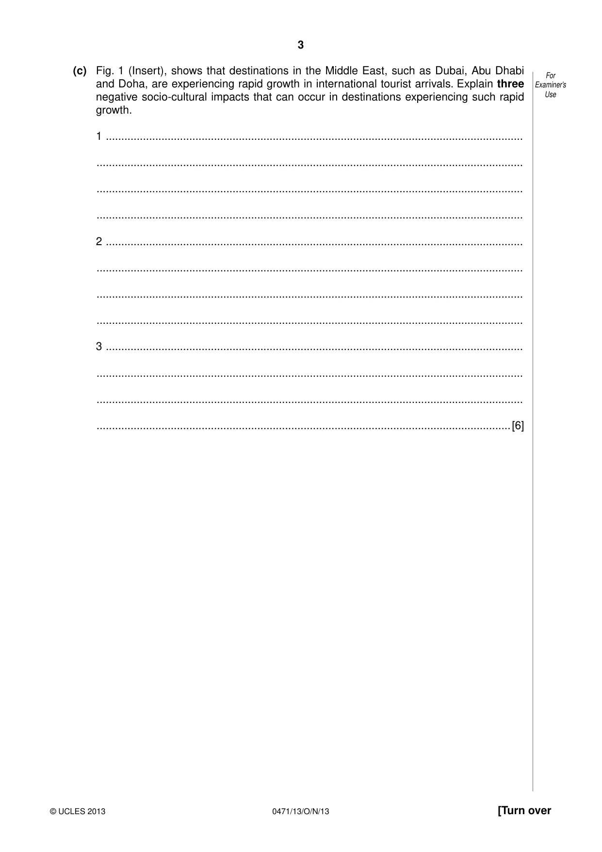 Cambridge IGCSE Travel and Tourism 0471 2013 Oct/Nov Paper 1 · Variant 3 question paper, page 3 of 16