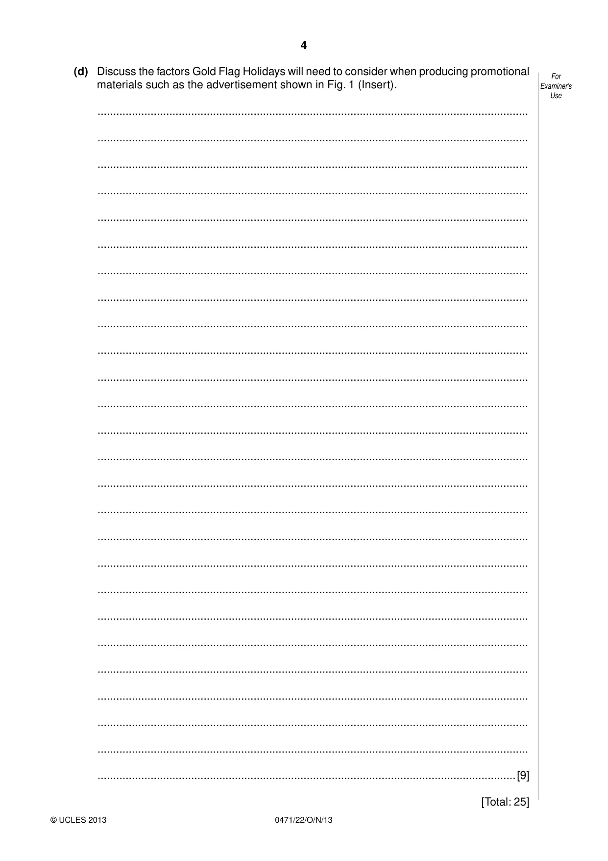 Cambridge IGCSE Travel and Tourism 0471 2013 Oct/Nov Paper 2 · Variant 2 question paper, page 4 of 16