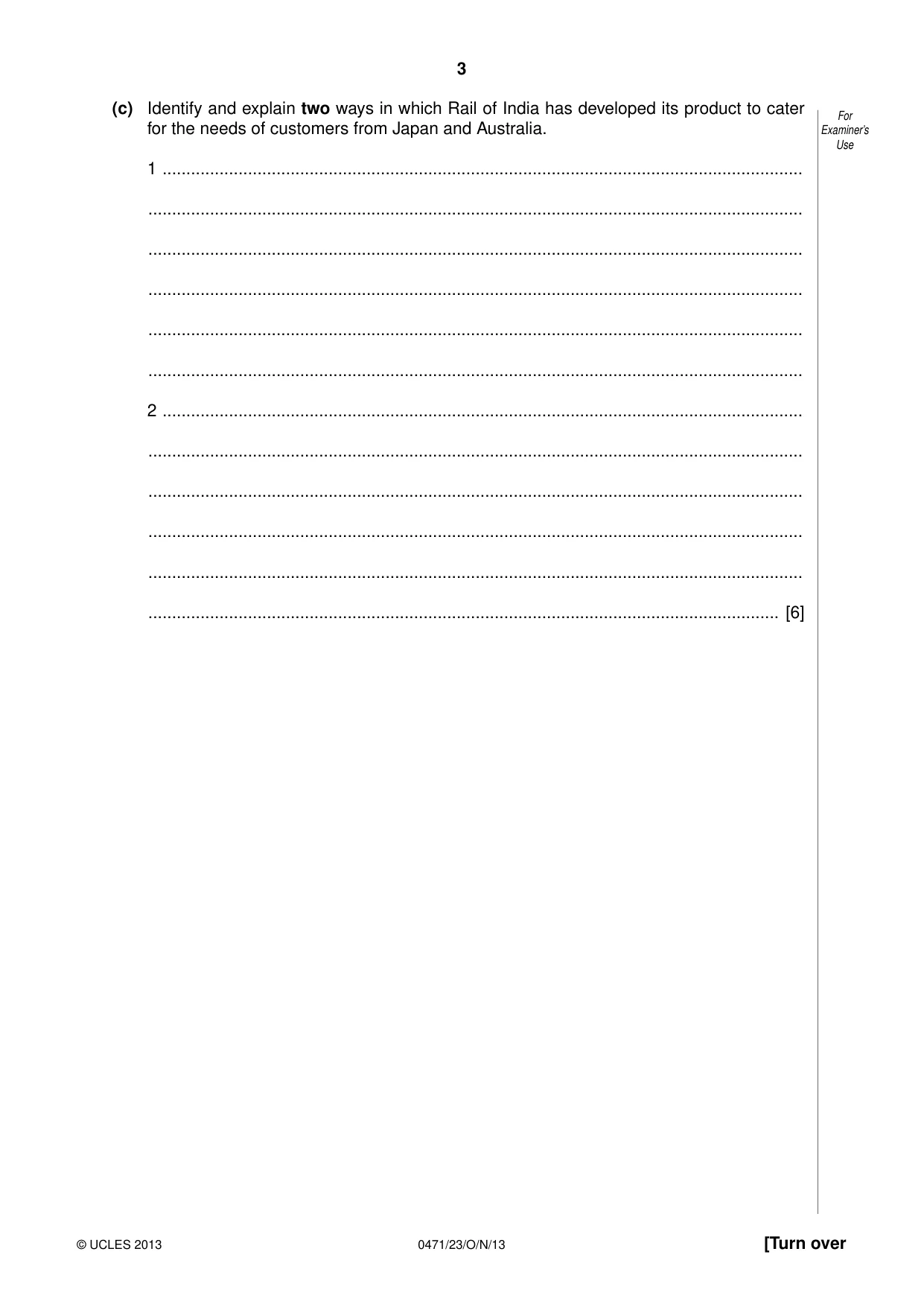 Cambridge IGCSE Travel and Tourism 0471 2013 Oct/Nov Paper 2 · Variant 3 question paper, page 3 of 16