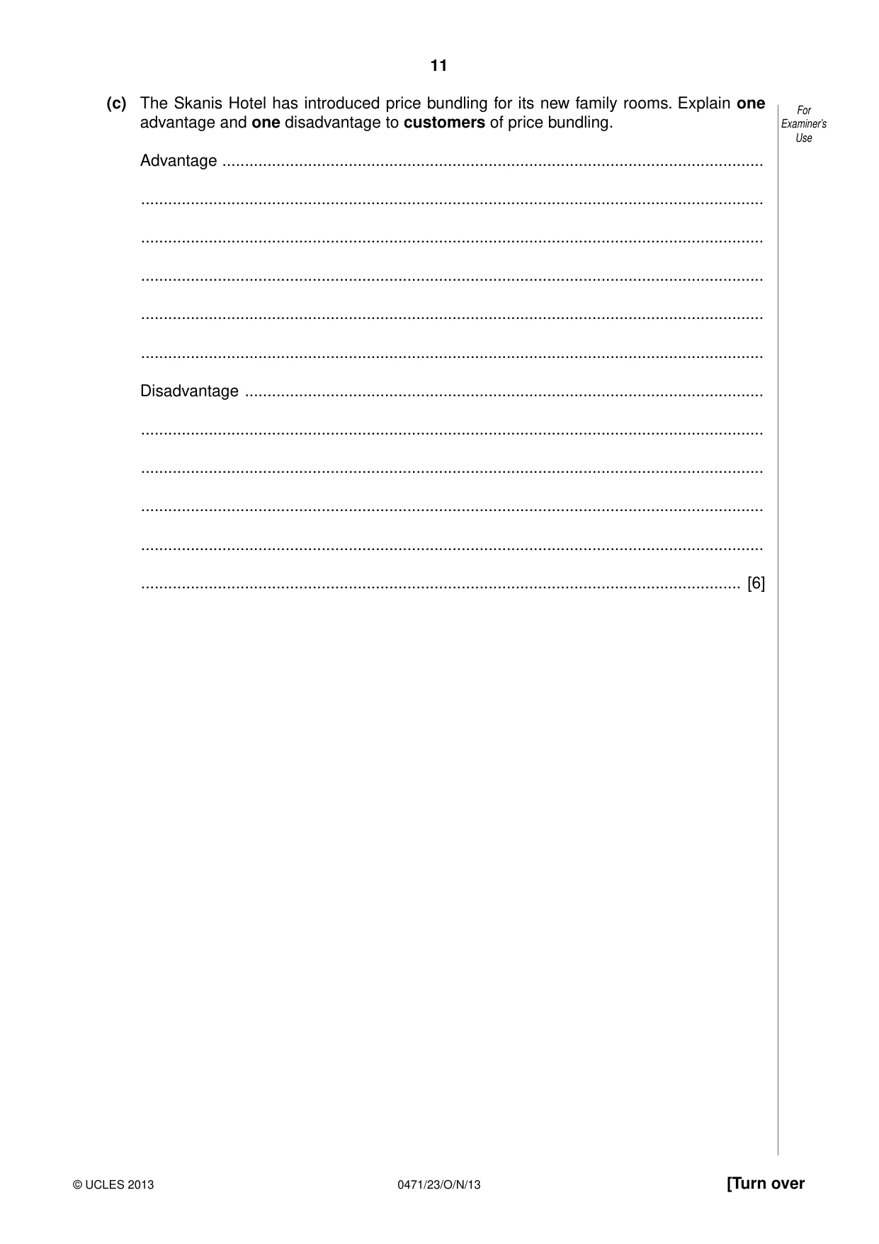 Cambridge IGCSE Travel and Tourism 0471 2013 Oct/Nov Paper 2 · Variant 3 question paper, page 11 of 16