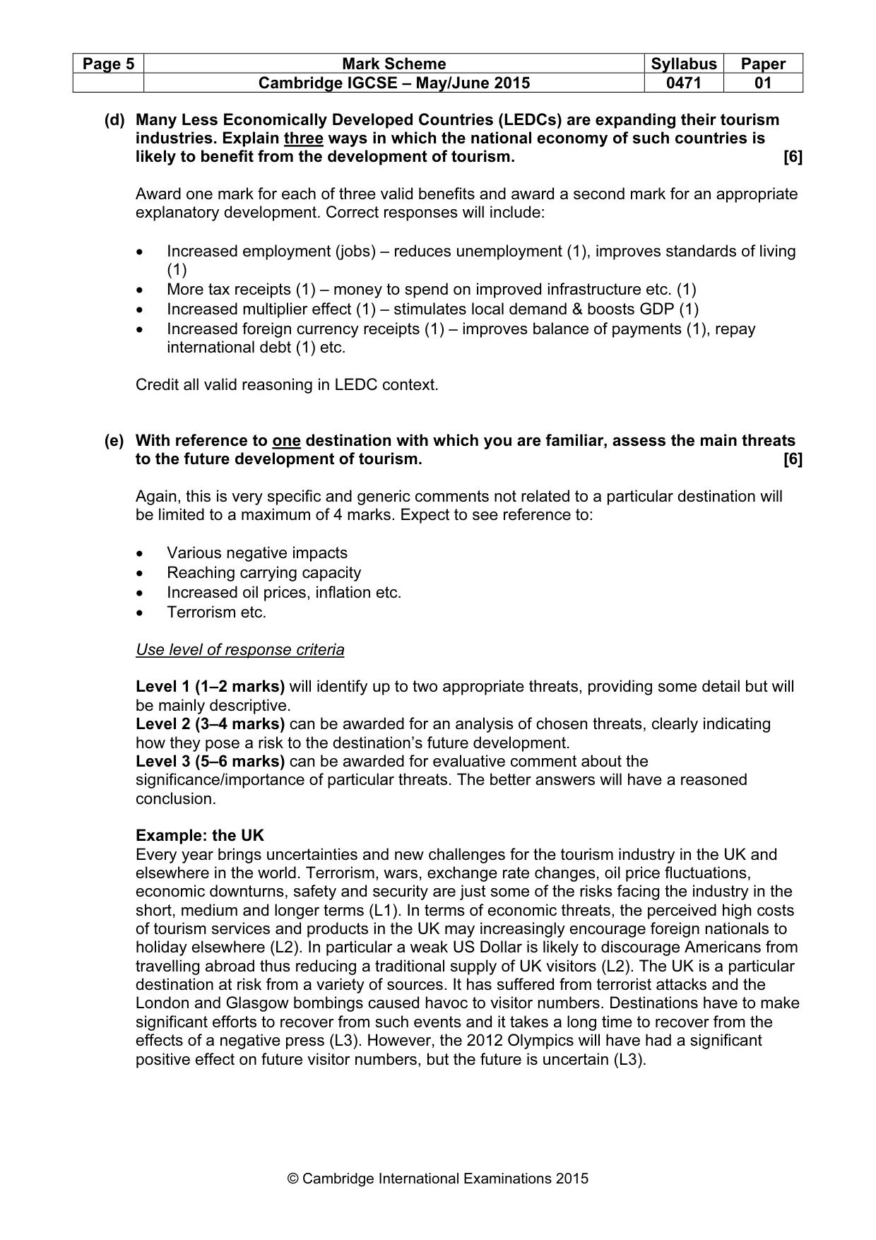 Mark scheme, page 5 of 10