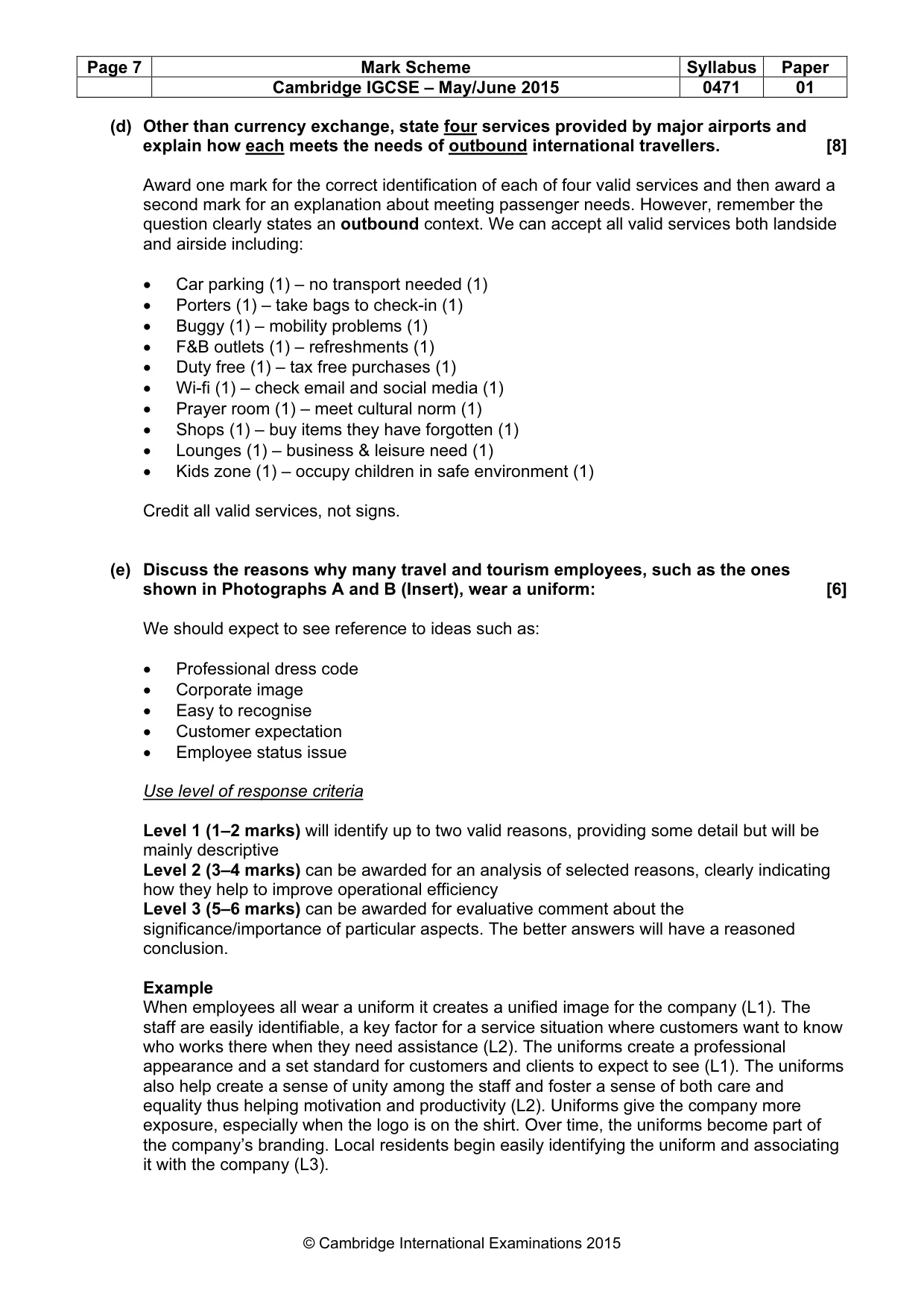 Mark scheme, page 7 of 10