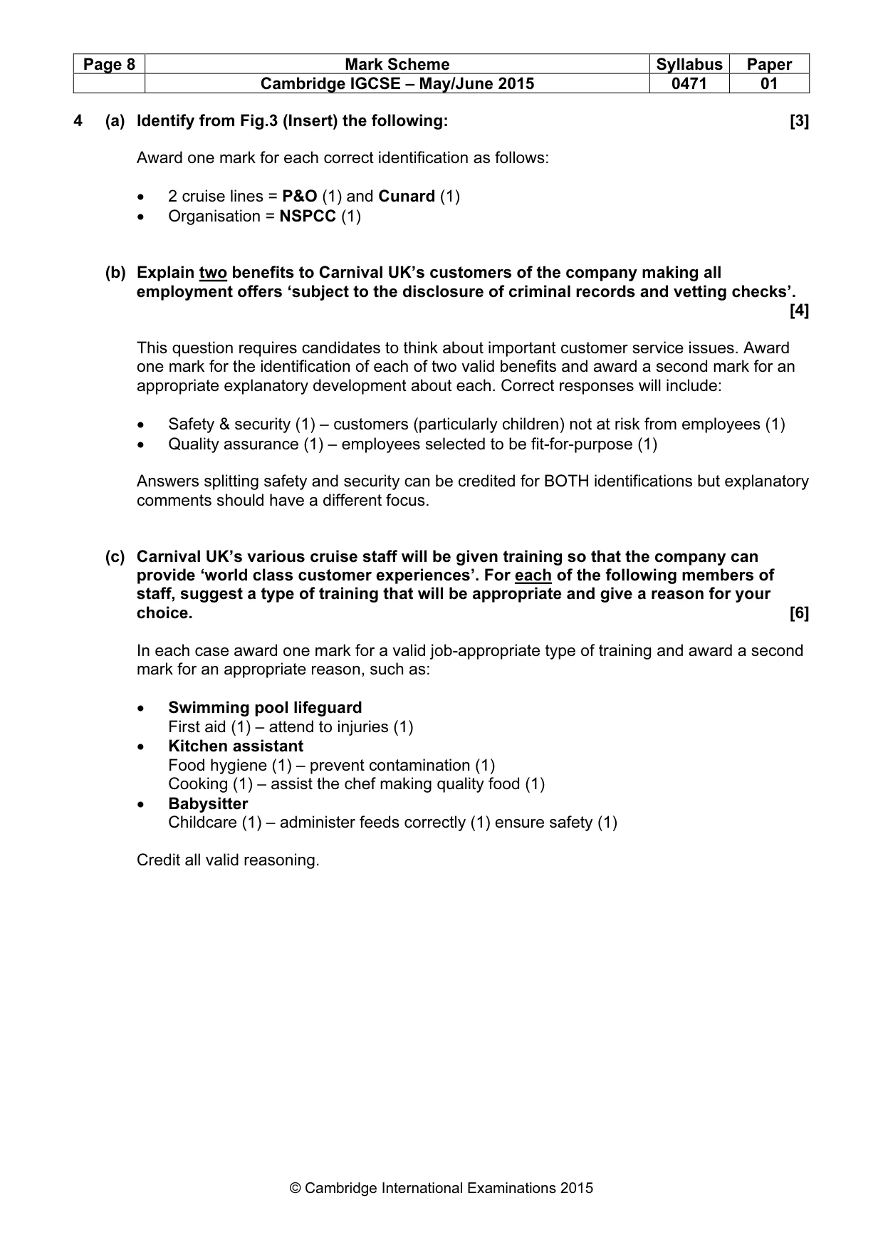 Mark scheme, page 8 of 10
