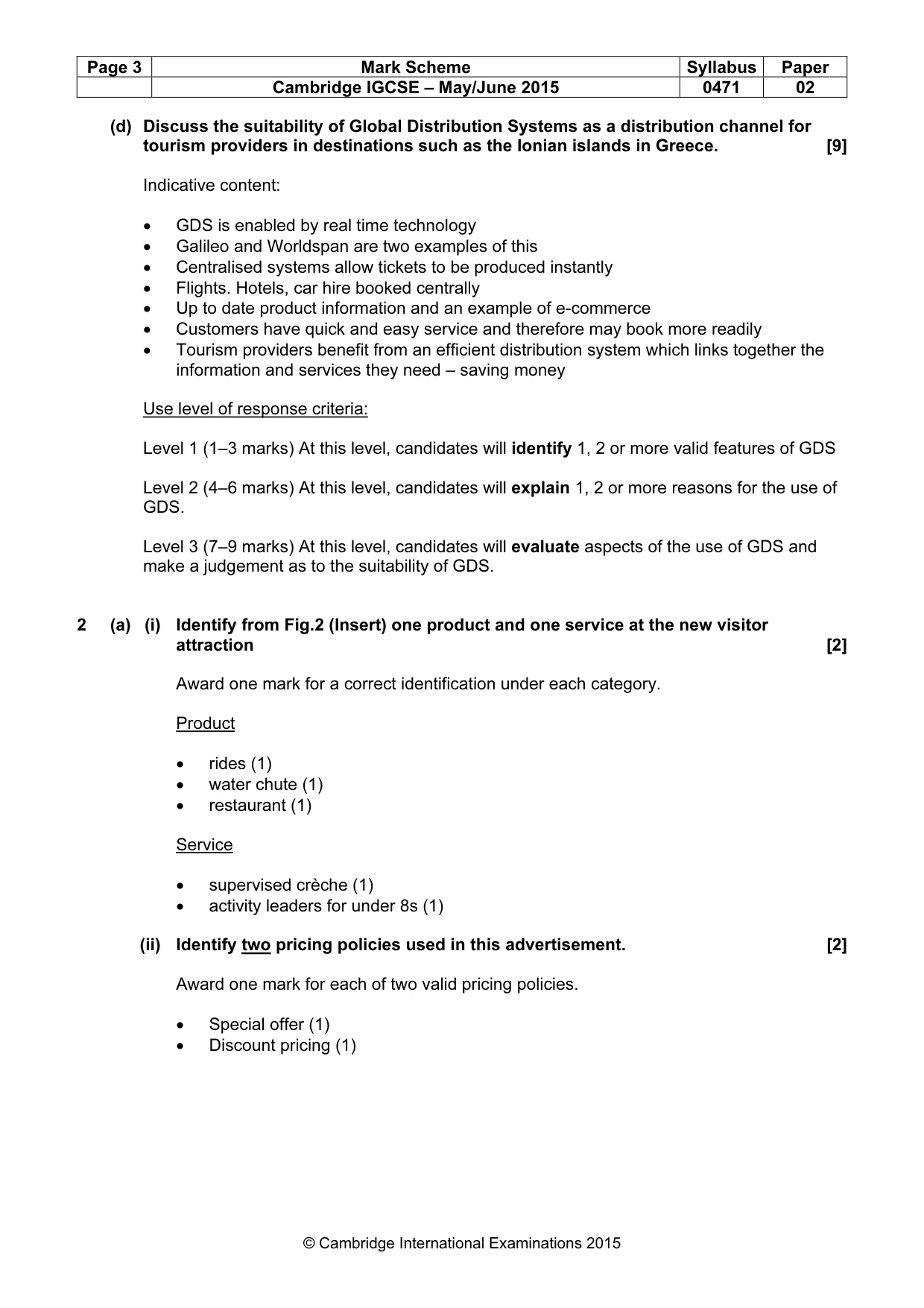 Mark scheme, page 3 of 8