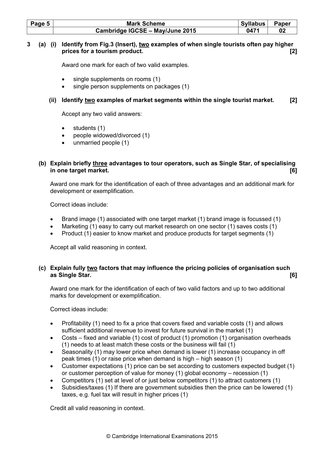 Mark scheme, page 5 of 8