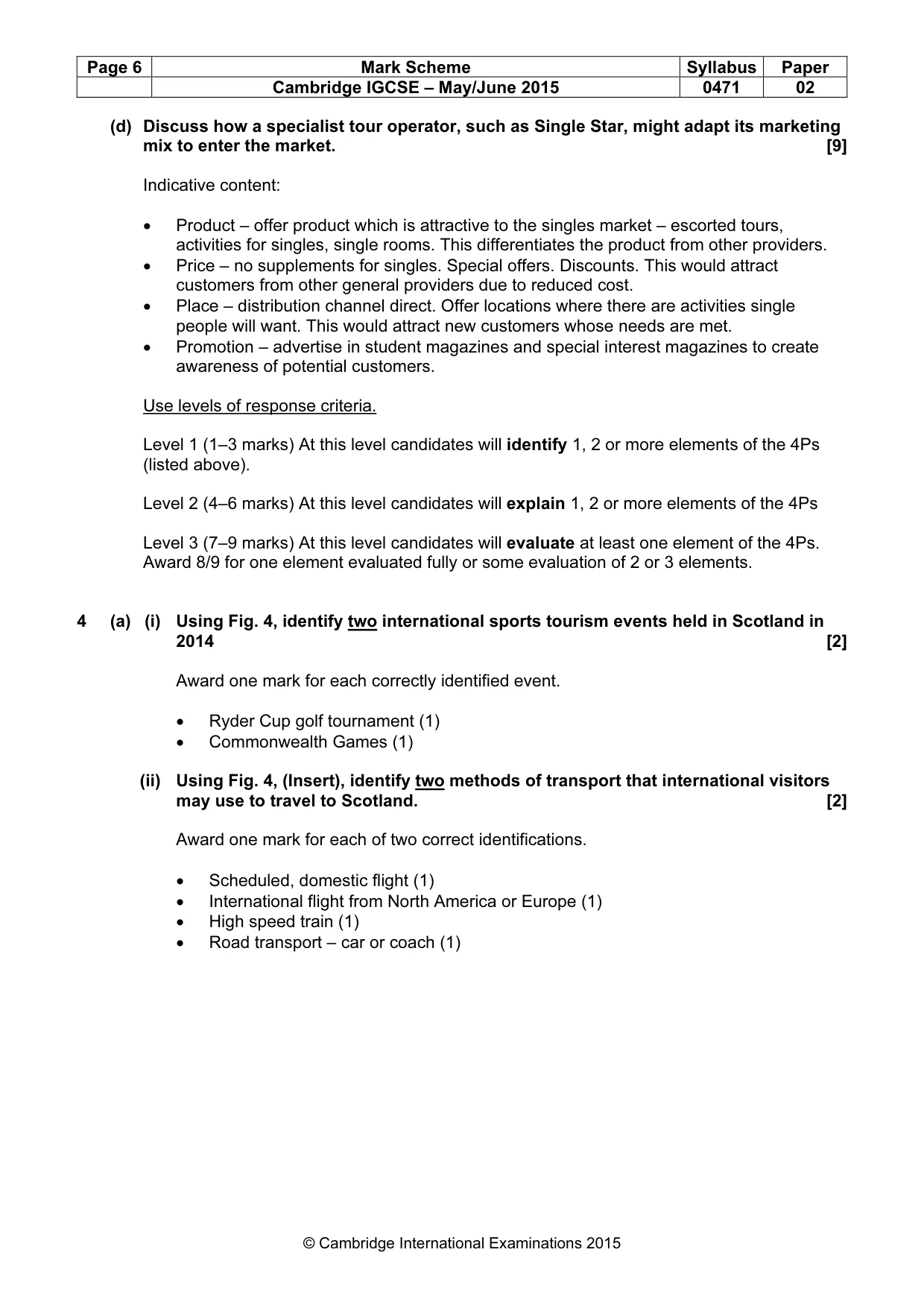Mark scheme, page 6 of 8