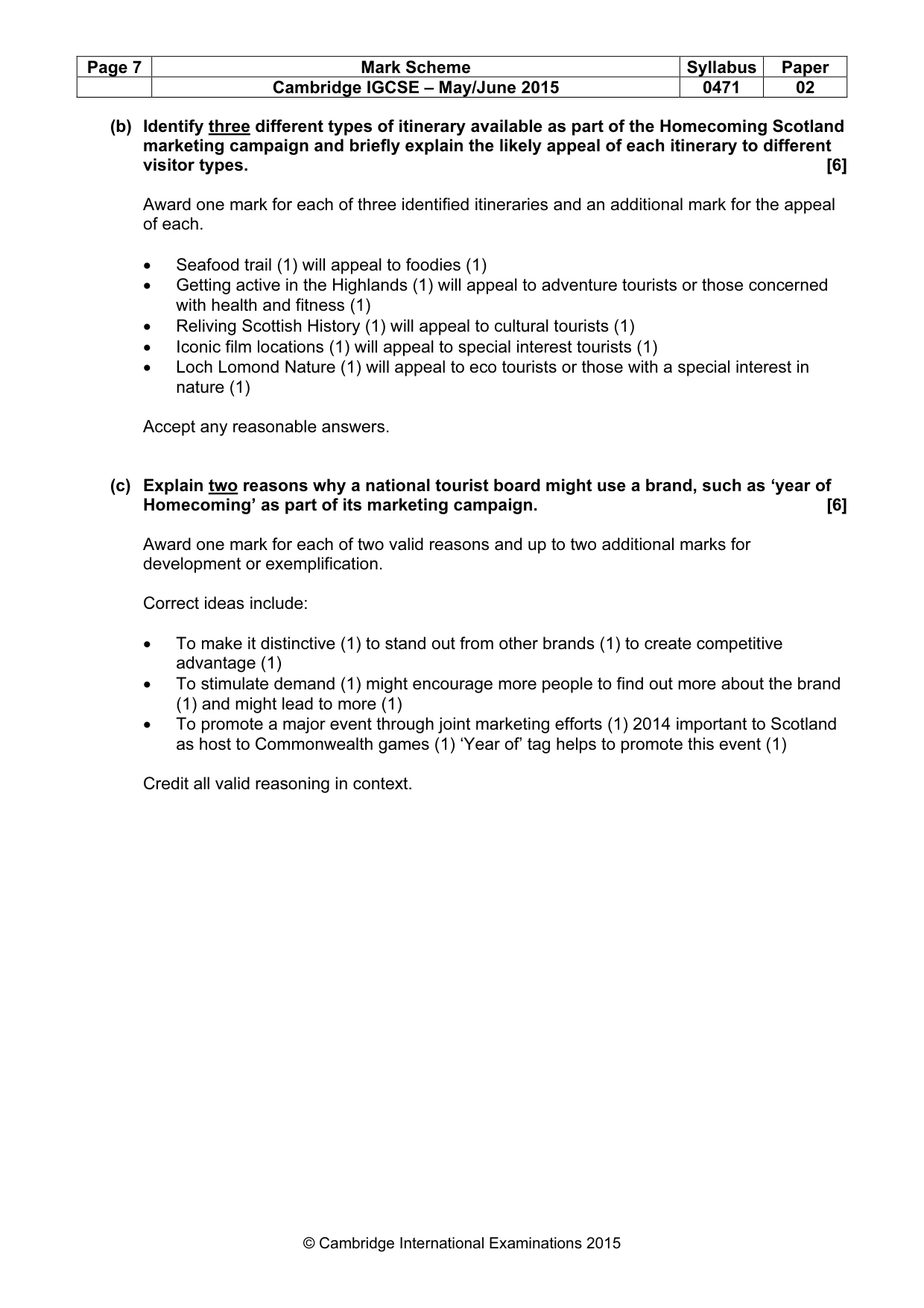 Mark scheme, page 7 of 8