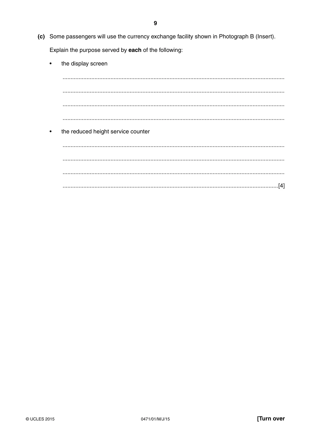 Cambridge IGCSE Travel and Tourism 0471 2015 May/June Paper 1 · Variant 1 question paper, page 9 of 16