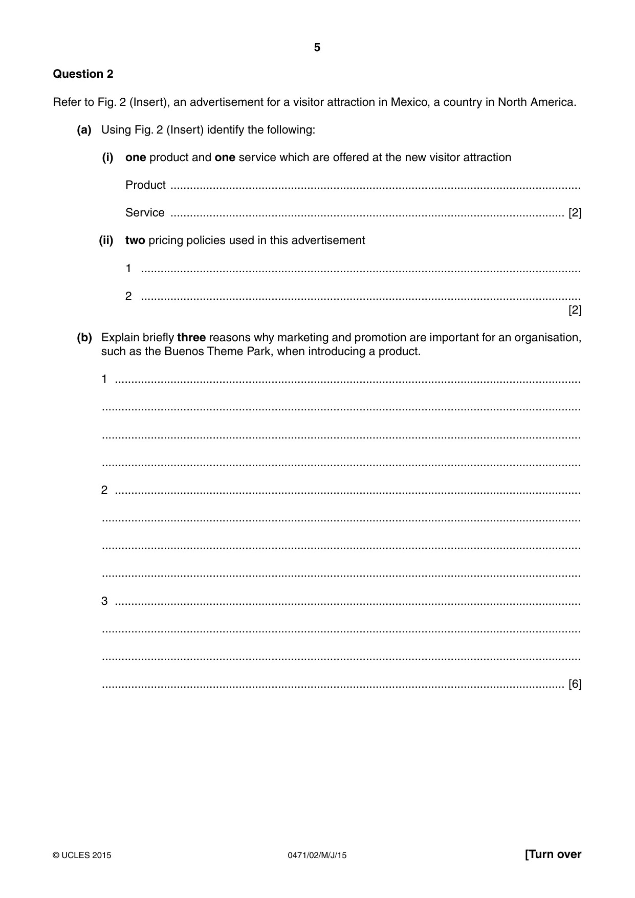 Cambridge IGCSE Travel and Tourism 0471 2015 May/June Paper 2 · Variant 1 question paper, page 5 of 16