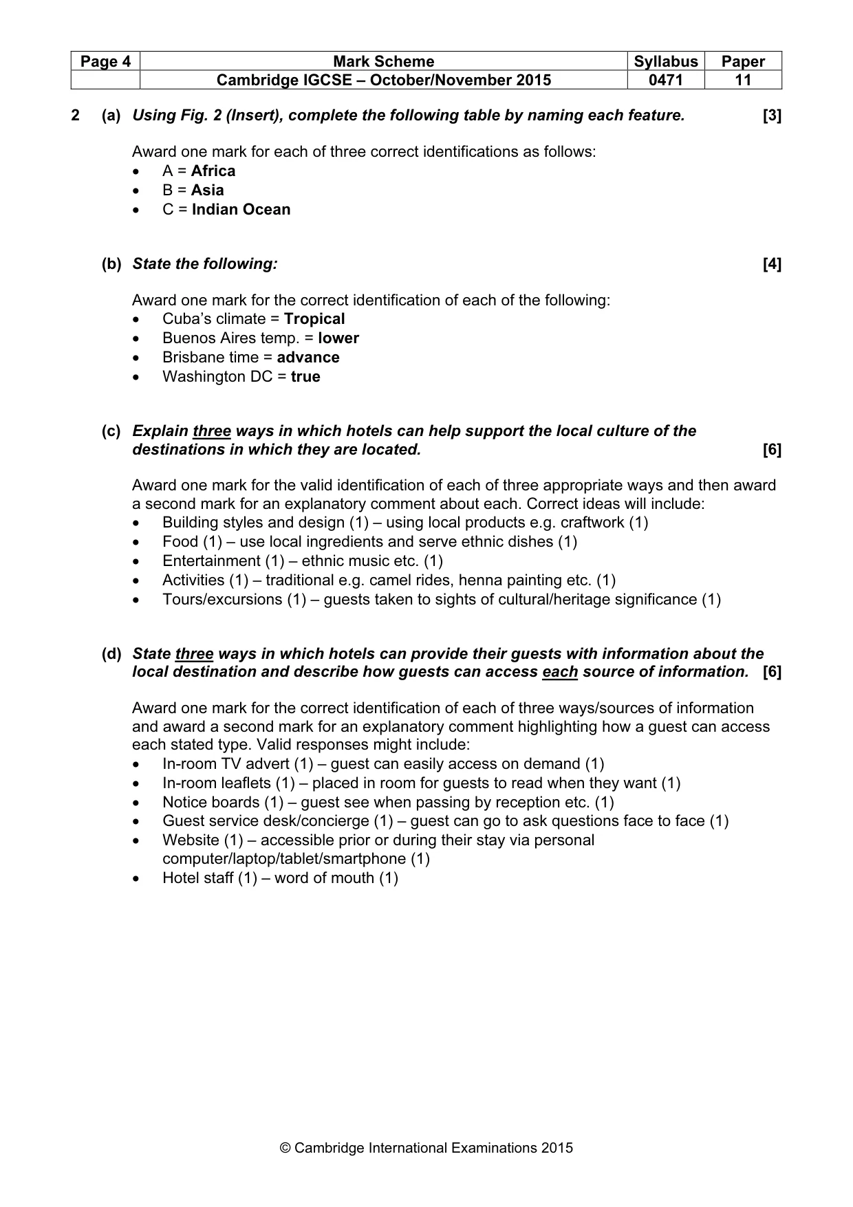 Mark scheme, page 4 of 9