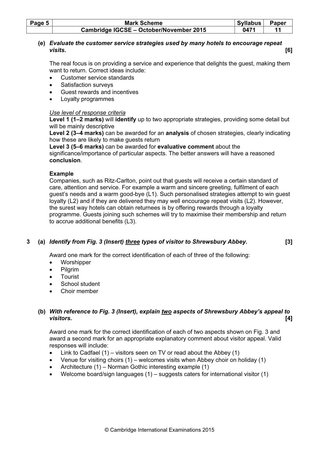 Mark scheme, page 5 of 9
