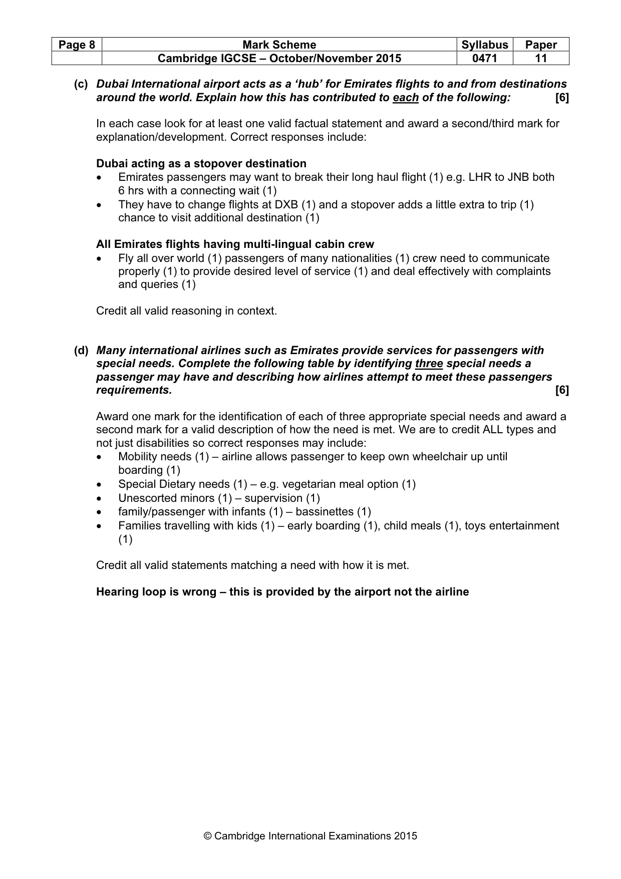 Mark scheme, page 8 of 9
