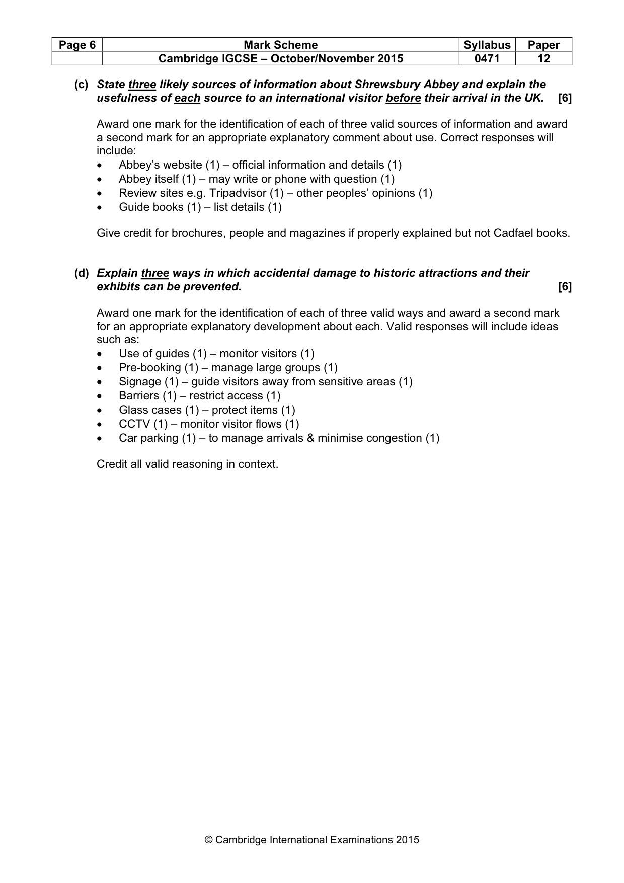 Mark scheme, page 6 of 9