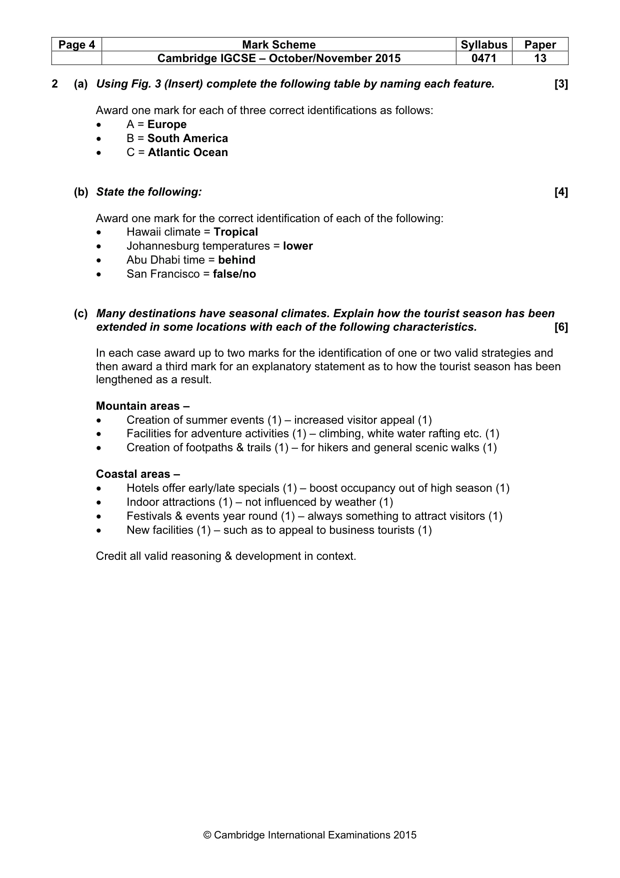 Mark scheme, page 4 of 9