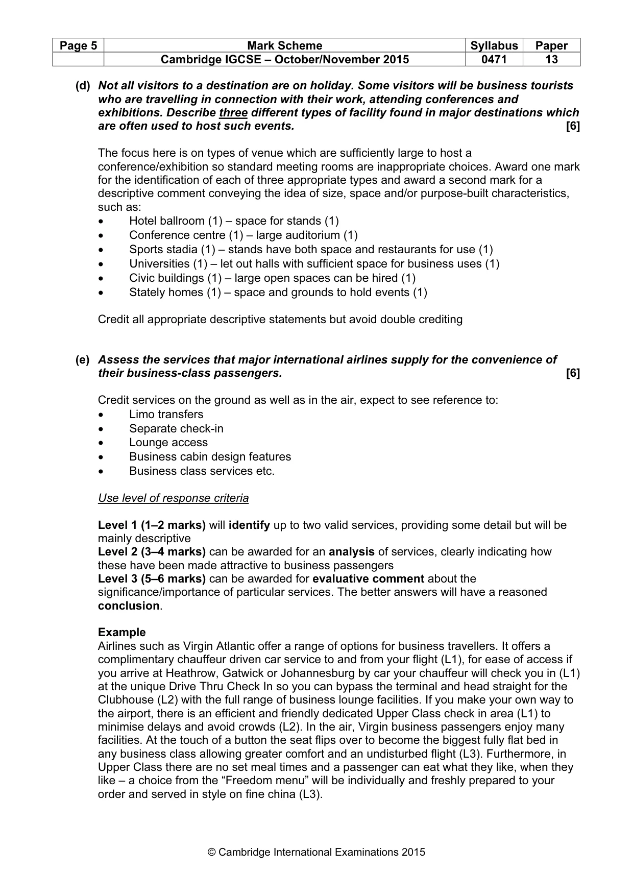 Mark scheme, page 5 of 9