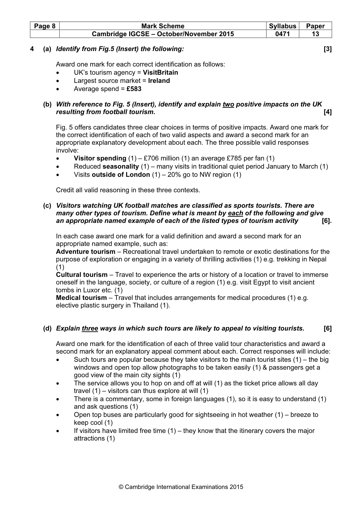 Mark scheme, page 8 of 9