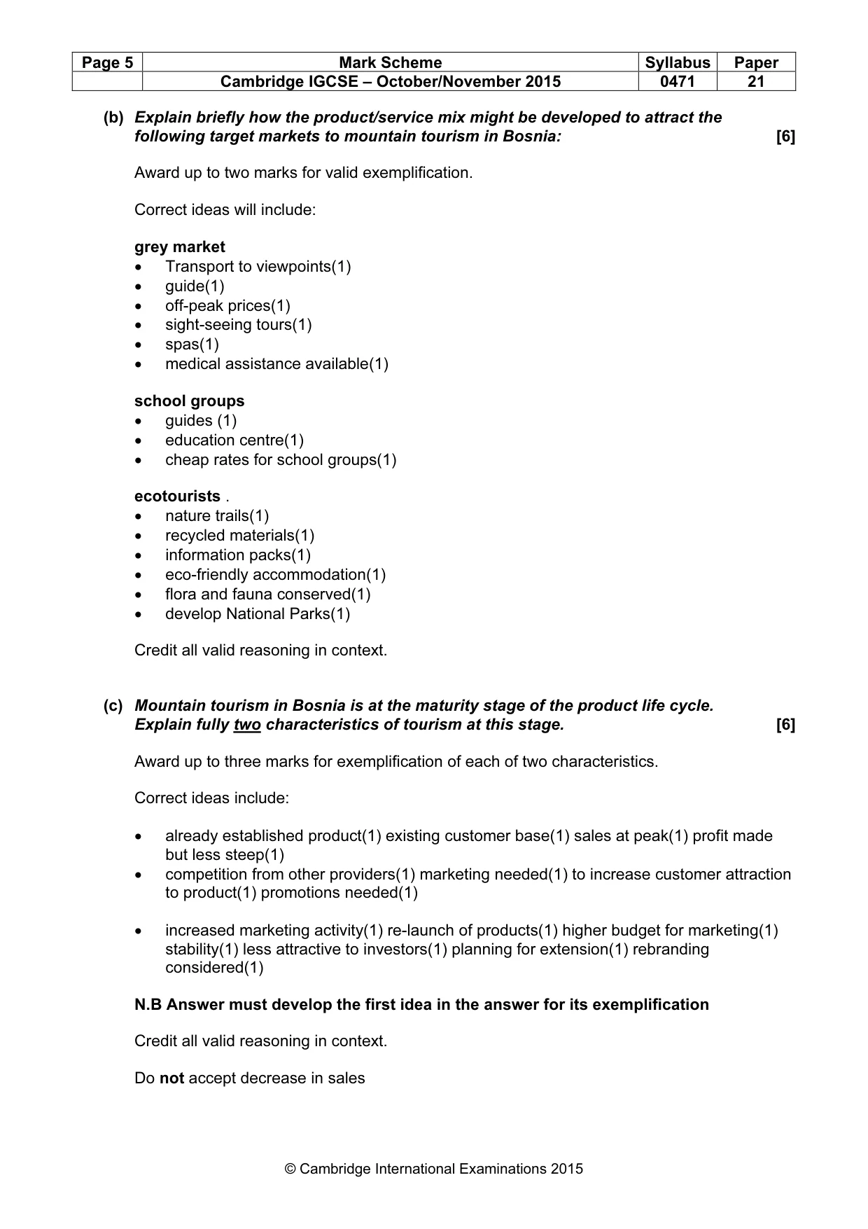 Mark scheme, page 5 of 9