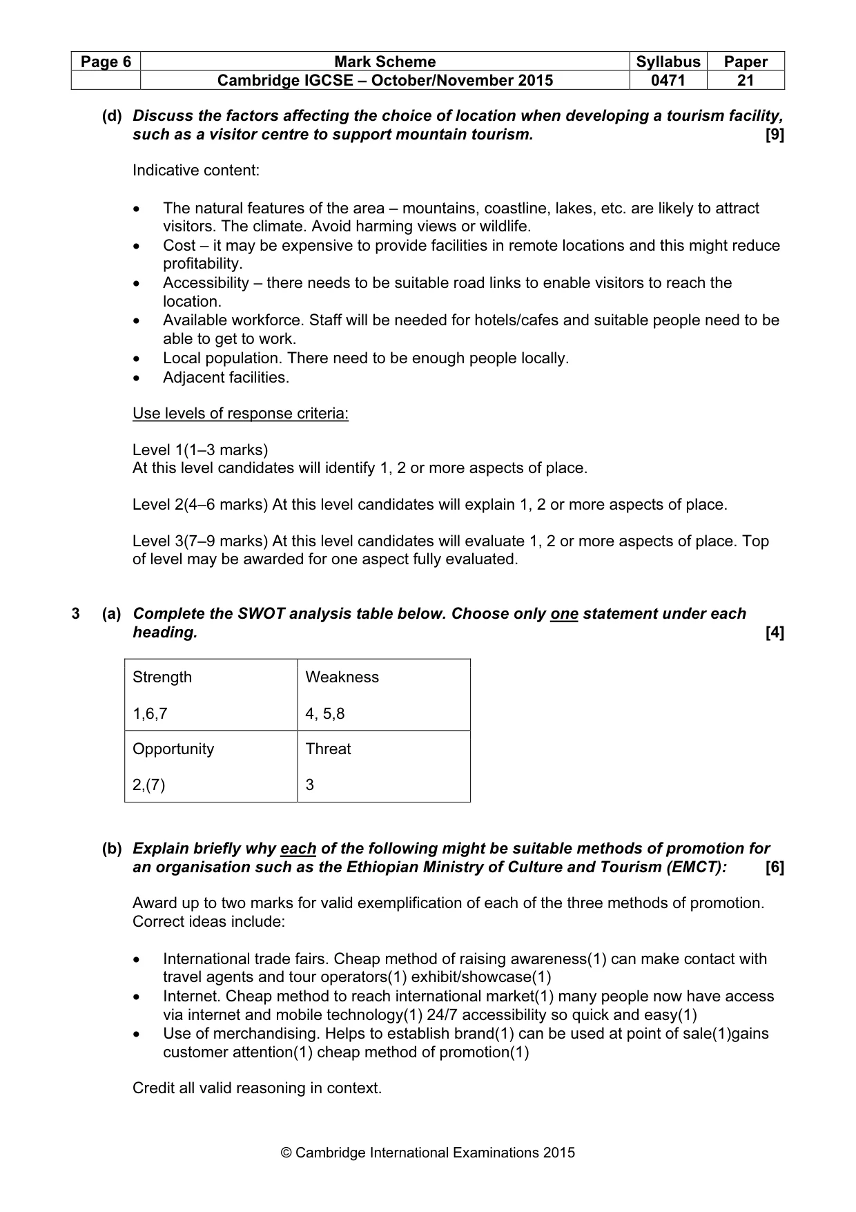 Mark scheme, page 6 of 9