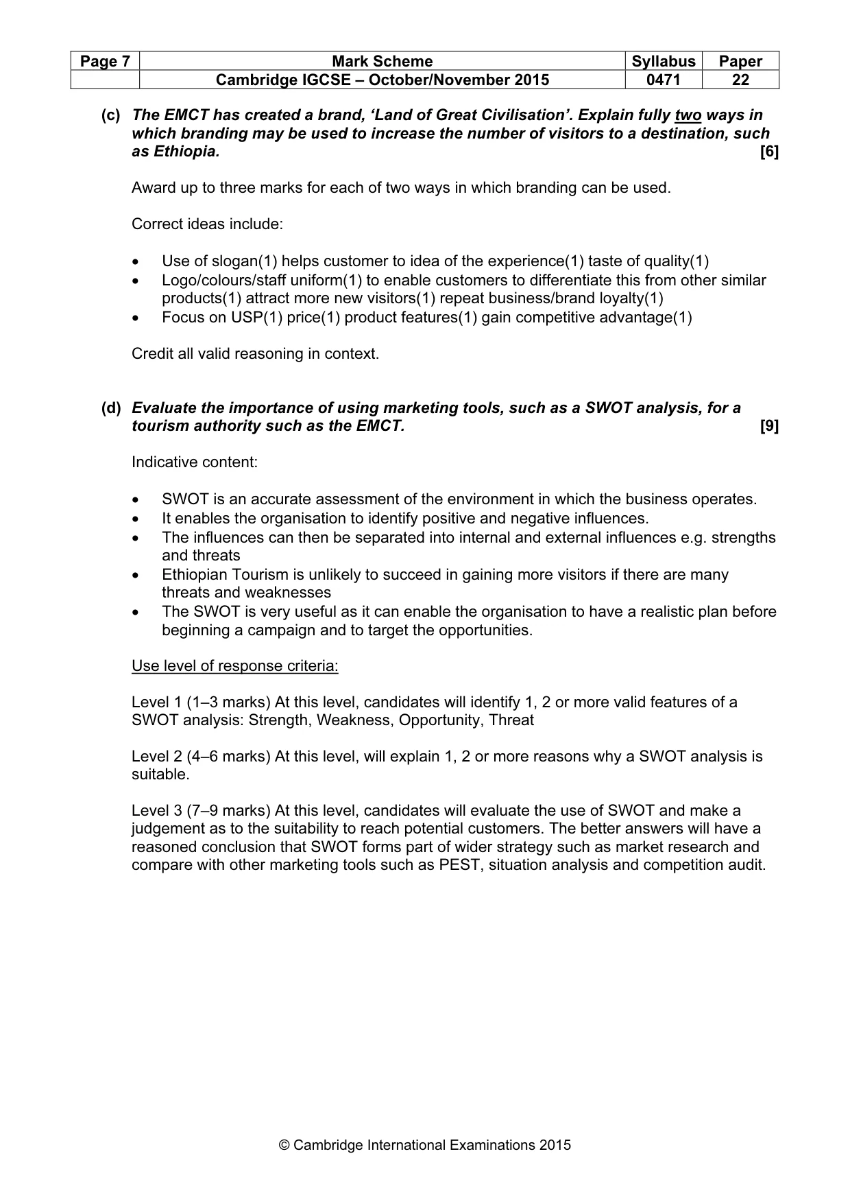 Mark scheme, page 7 of 9