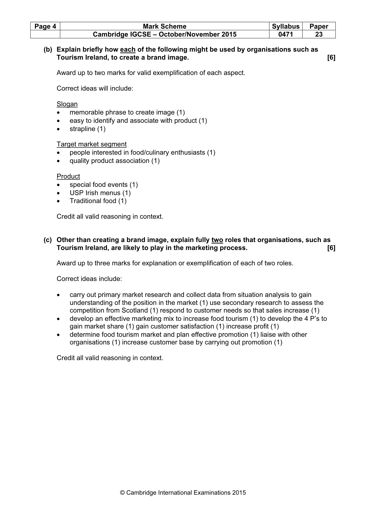 Mark scheme, page 4 of 8