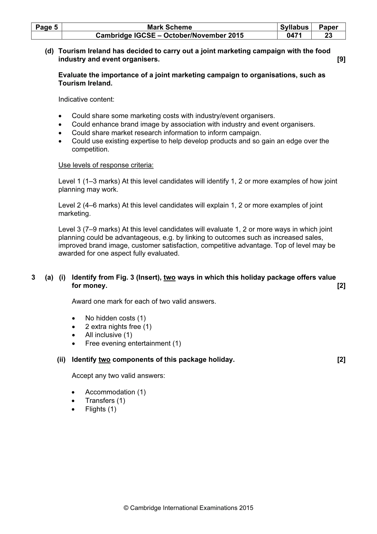 Mark scheme, page 5 of 8