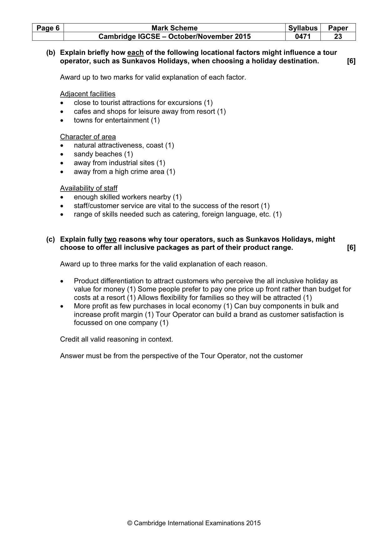 Mark scheme, page 6 of 8