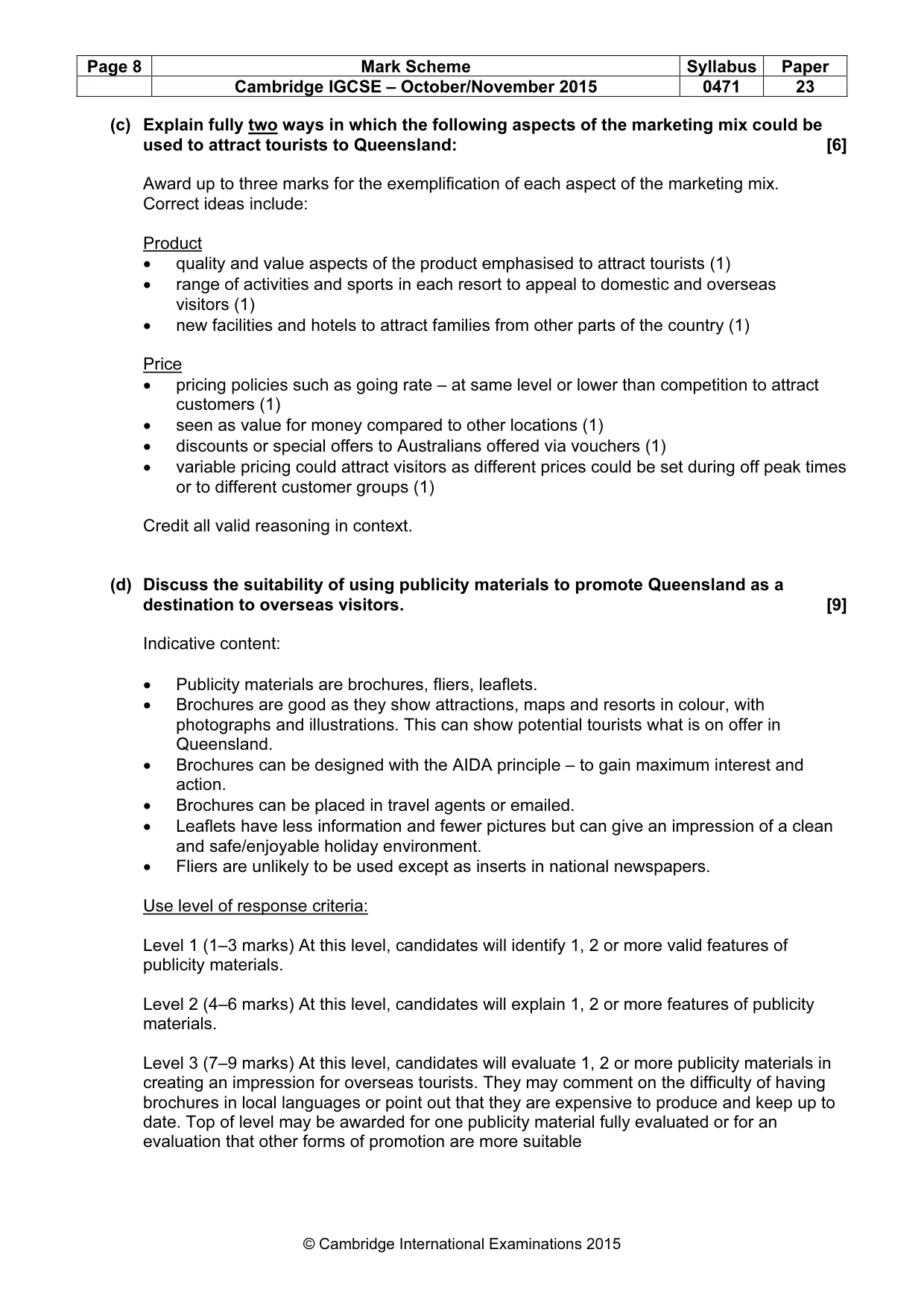 Mark scheme, page 8 of 8