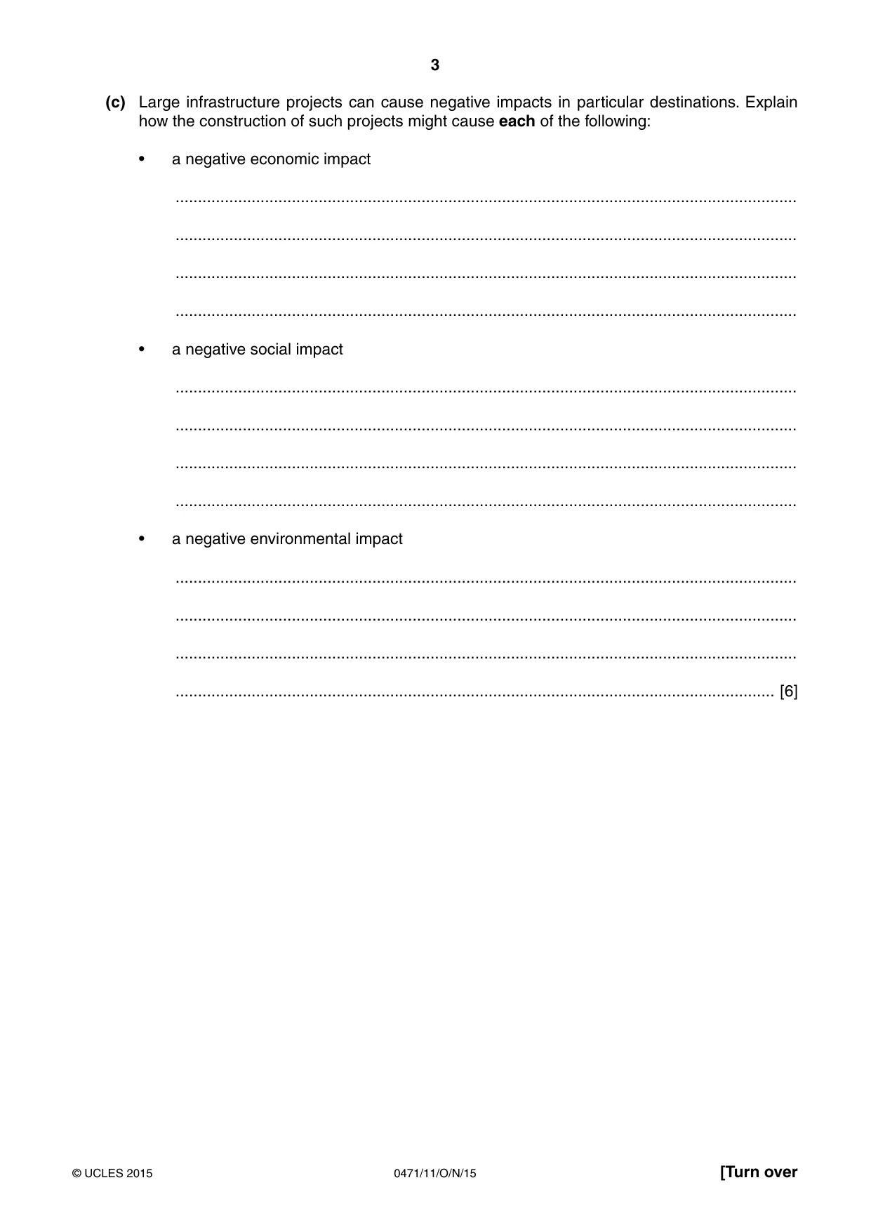 Cambridge IGCSE Travel and Tourism 0471 2015 Oct/Nov Paper 1 · Variant 1 question paper, page 3 of 12
