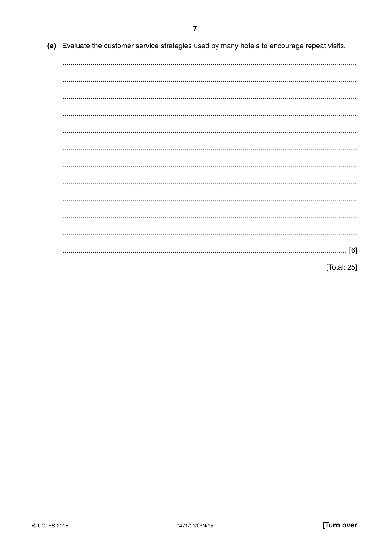 Cambridge IGCSE Travel and Tourism 0471 2015 Oct/Nov Paper 1 · Variant 1 question paper, page 7 of 12