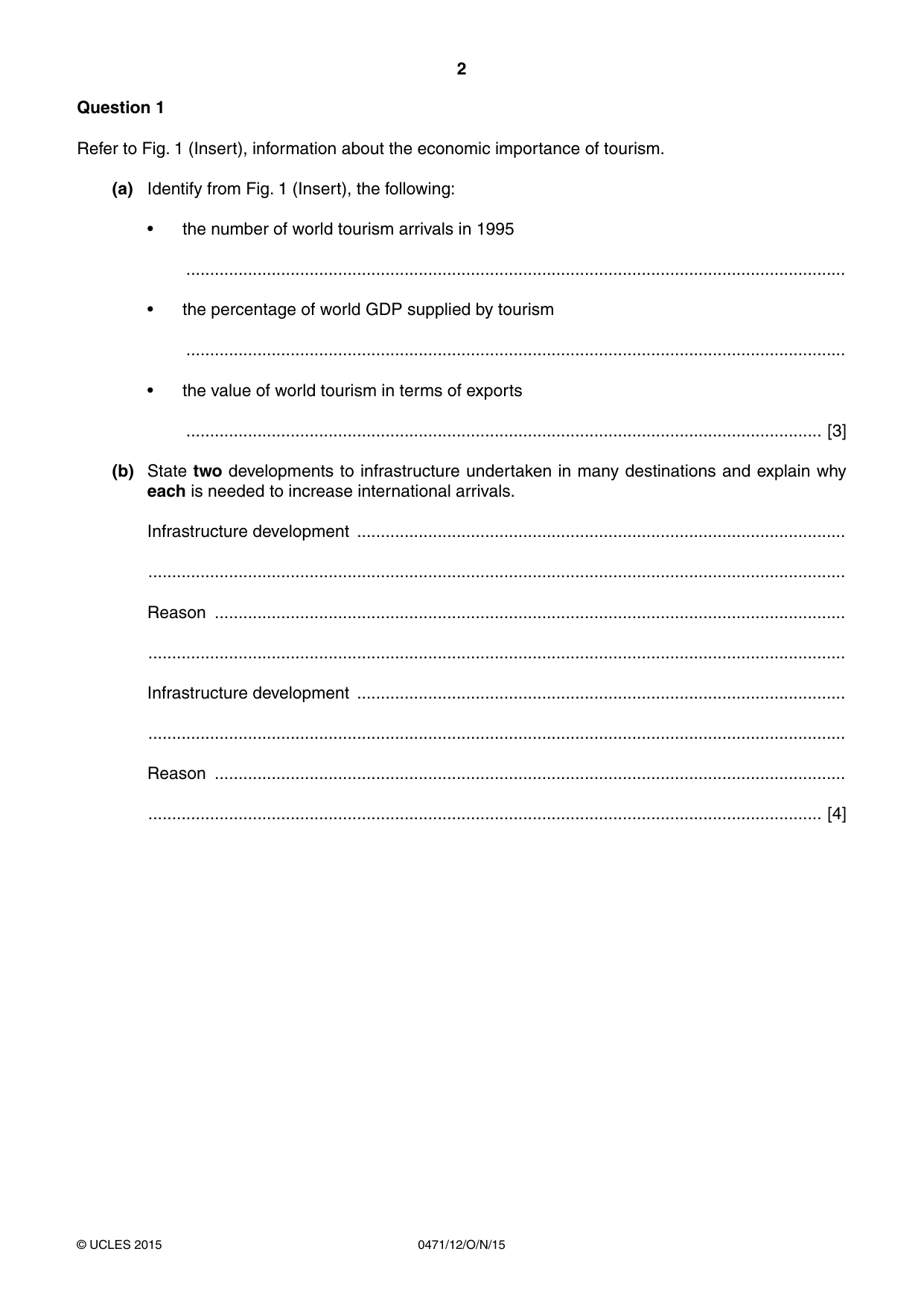 Cambridge IGCSE Travel and Tourism 0471 2015 Oct/Nov Paper 1 · Variant 2 question paper, page 2 of 12