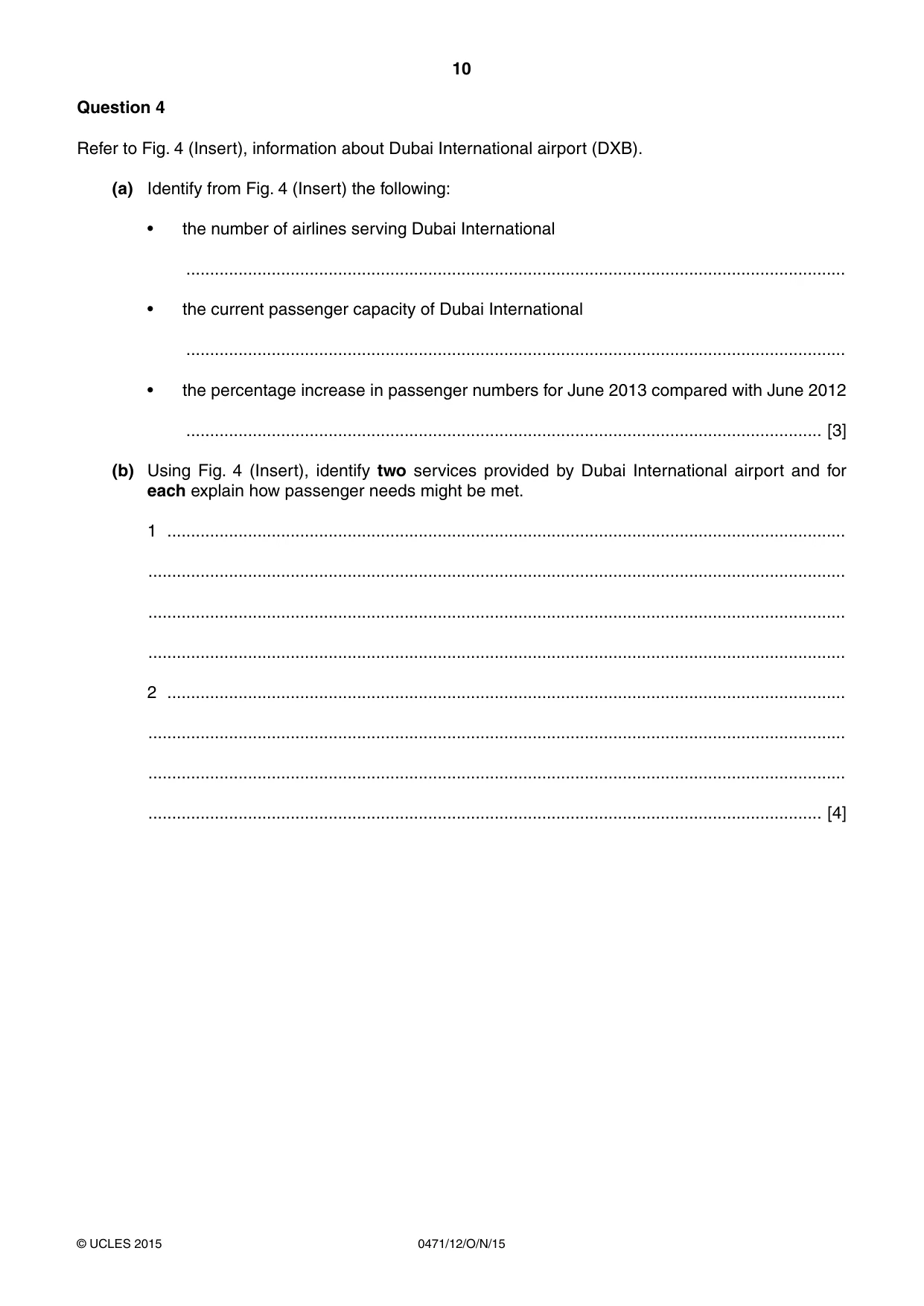 Cambridge IGCSE Travel and Tourism 0471 2015 Oct/Nov Paper 1 · Variant 2 question paper, page 10 of 12