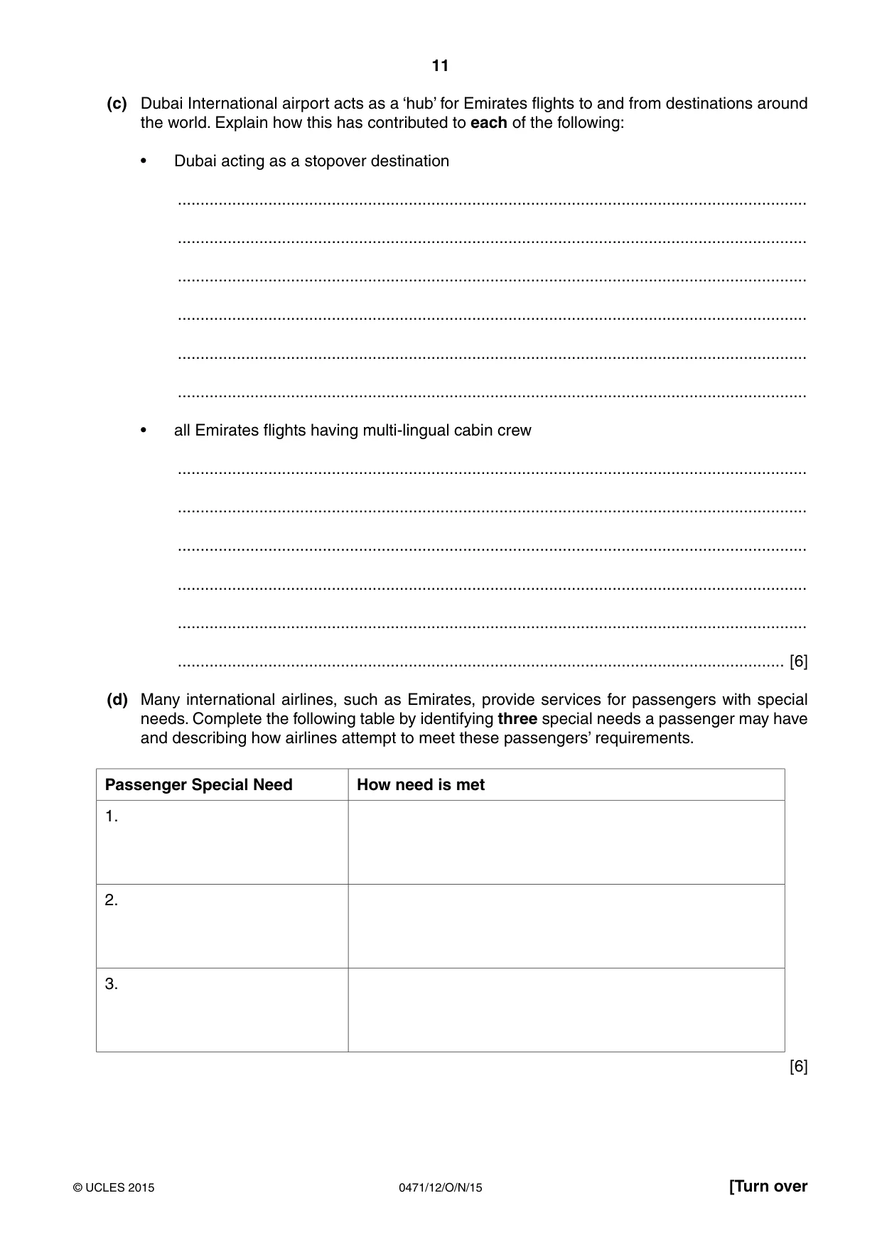 Cambridge IGCSE Travel and Tourism 0471 2015 Oct/Nov Paper 1 · Variant 2 question paper, page 11 of 12