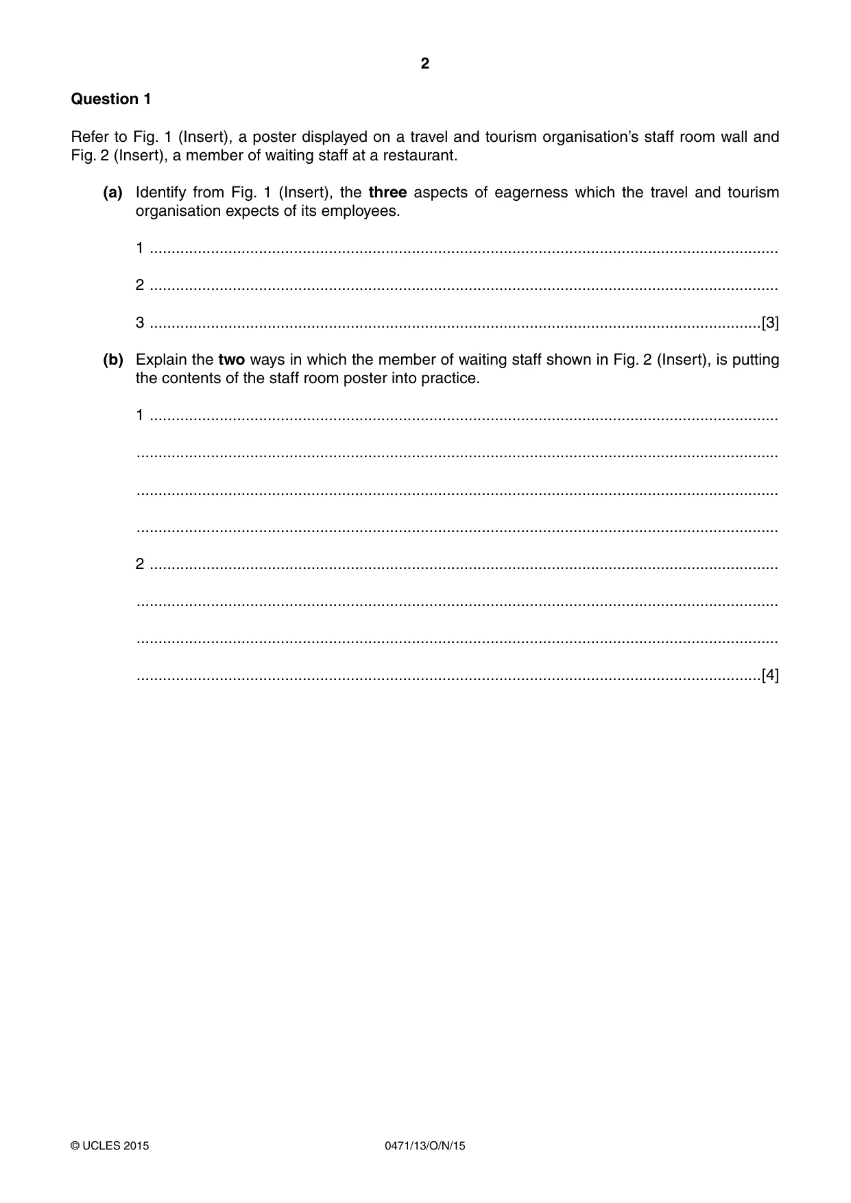 Cambridge IGCSE Travel and Tourism 0471 2015 Oct/Nov Paper 1 · Variant 3 question paper, page 2 of 16