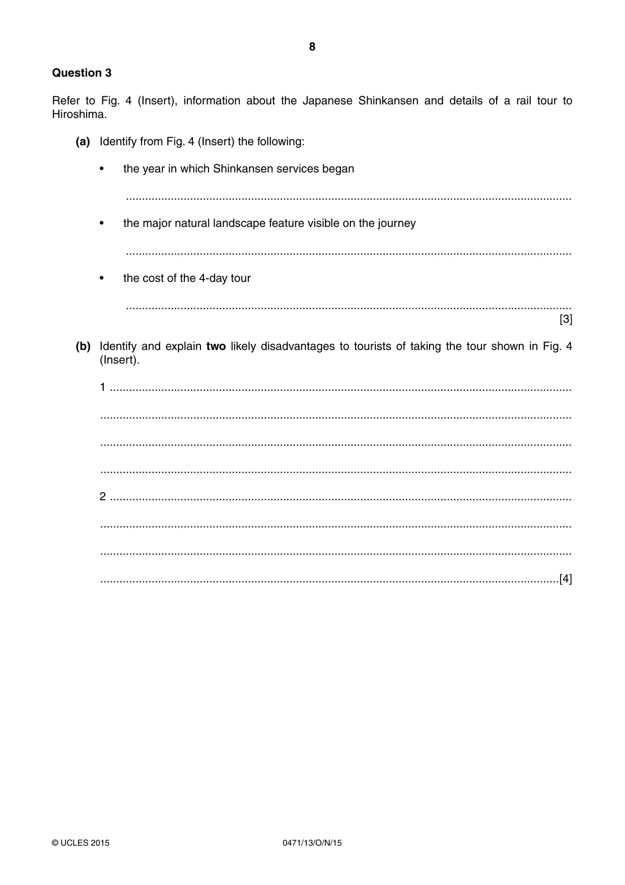 Cambridge IGCSE Travel and Tourism 0471 2015 Oct/Nov Paper 1 · Variant 3 question paper, page 8 of 16