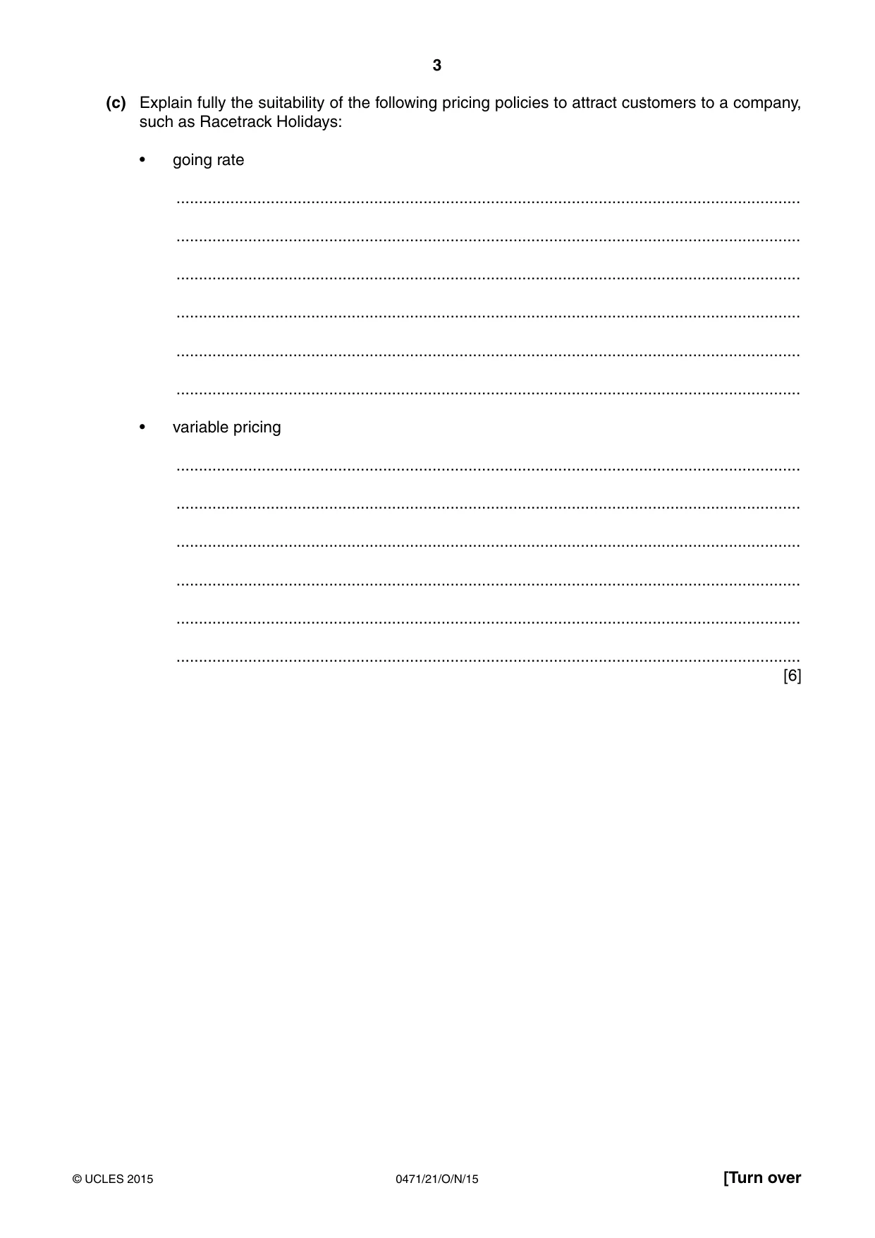 Cambridge IGCSE Travel and Tourism 0471 2015 Oct/Nov Paper 2 · Variant 1 question paper, page 3 of 16