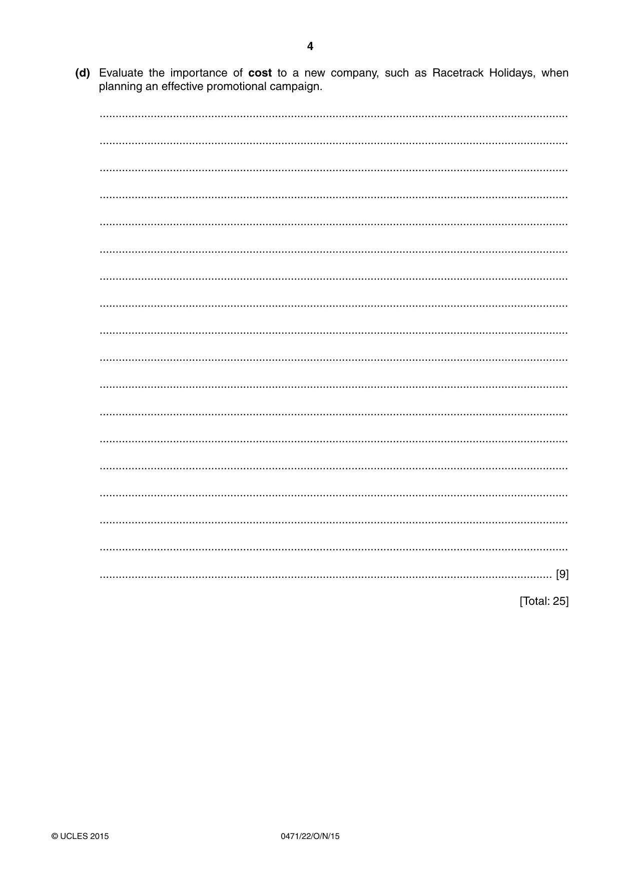 Cambridge IGCSE Travel and Tourism 0471 2015 Oct/Nov Paper 2 · Variant 2 question paper, page 4 of 16