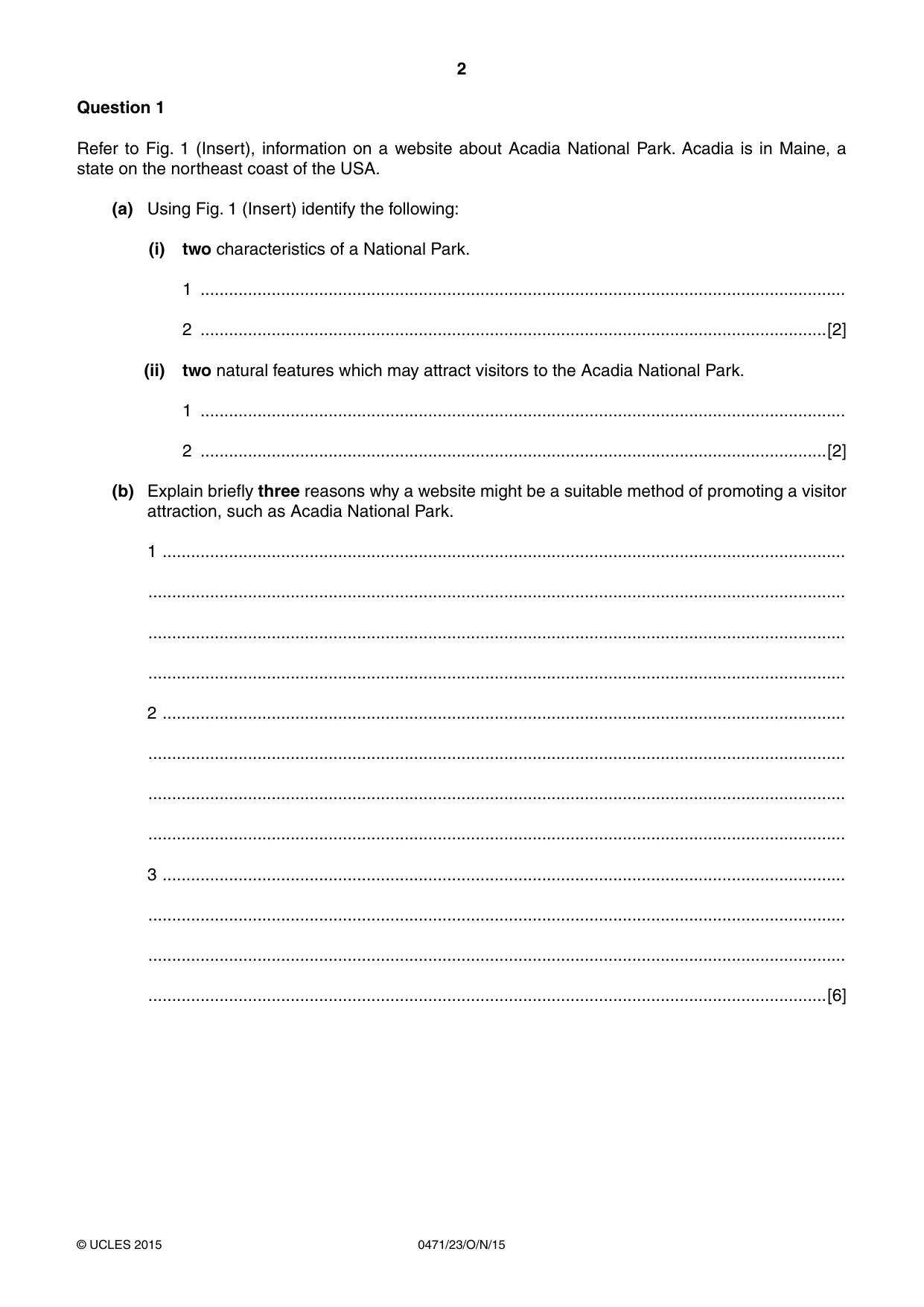 Cambridge IGCSE Travel and Tourism 0471 2015 Oct/Nov Paper 2 · Variant 3 question paper, page 2 of 16