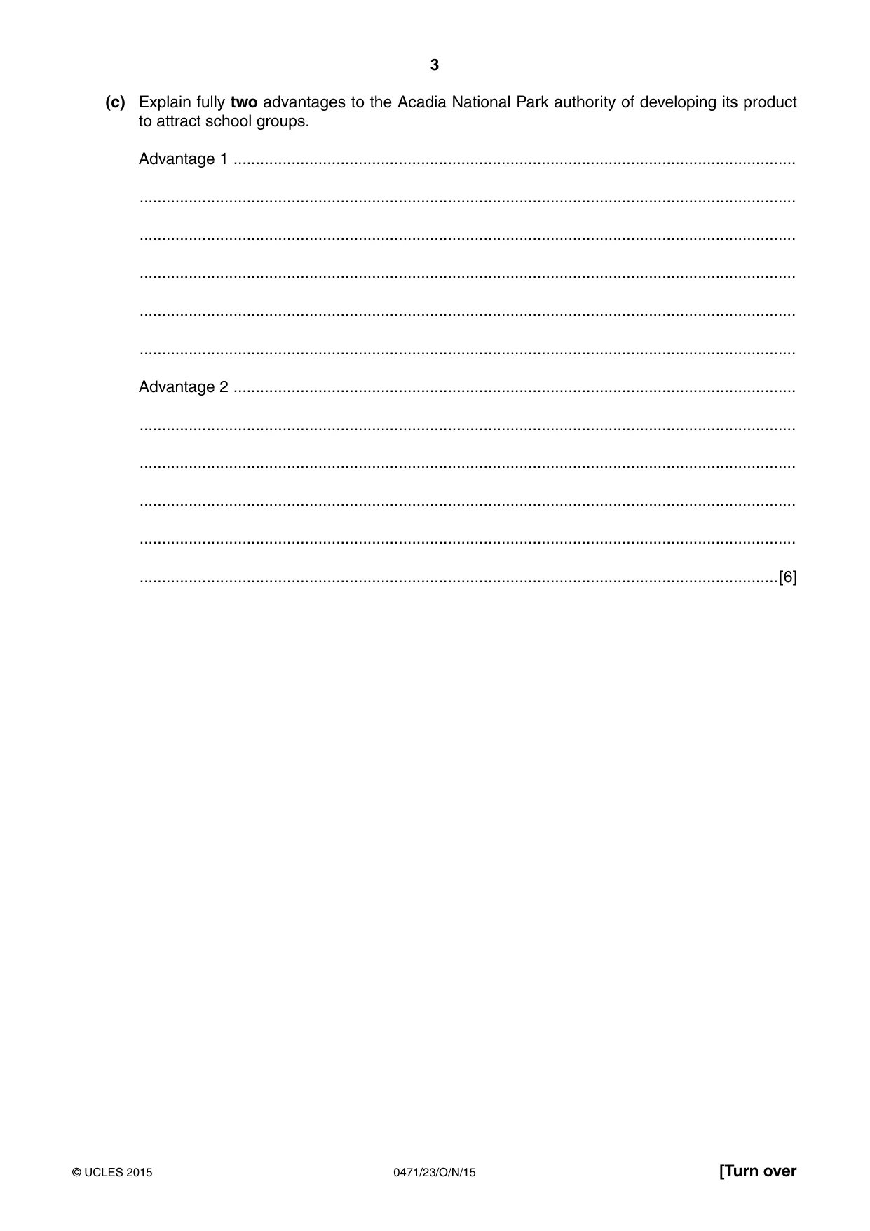 Cambridge IGCSE Travel and Tourism 0471 2015 Oct/Nov Paper 2 · Variant 3 question paper, page 3 of 16