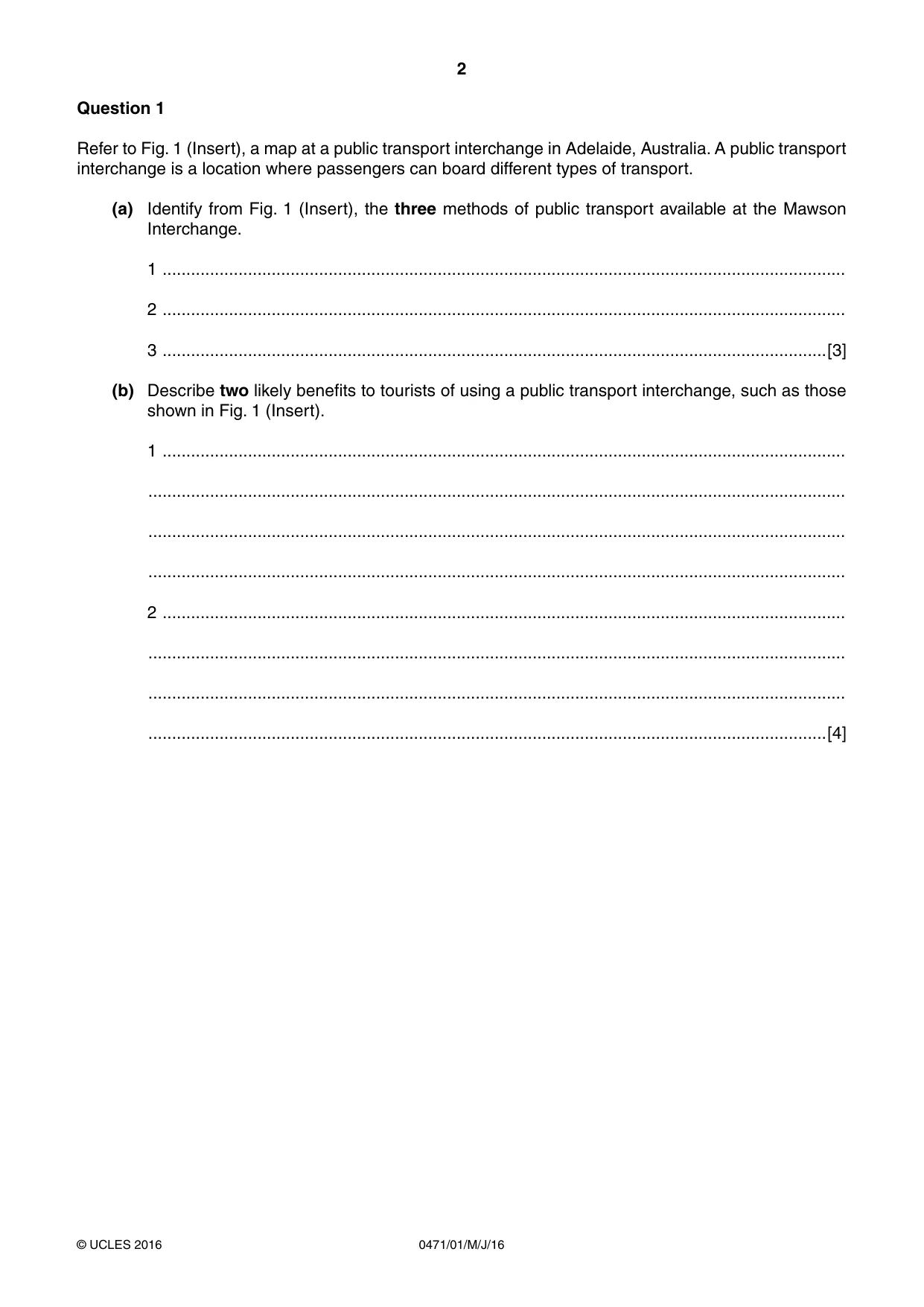 Cambridge IGCSE Travel and Tourism 0471 2016 May/June Paper 1 · Variant 0 question paper, page 2 of 16